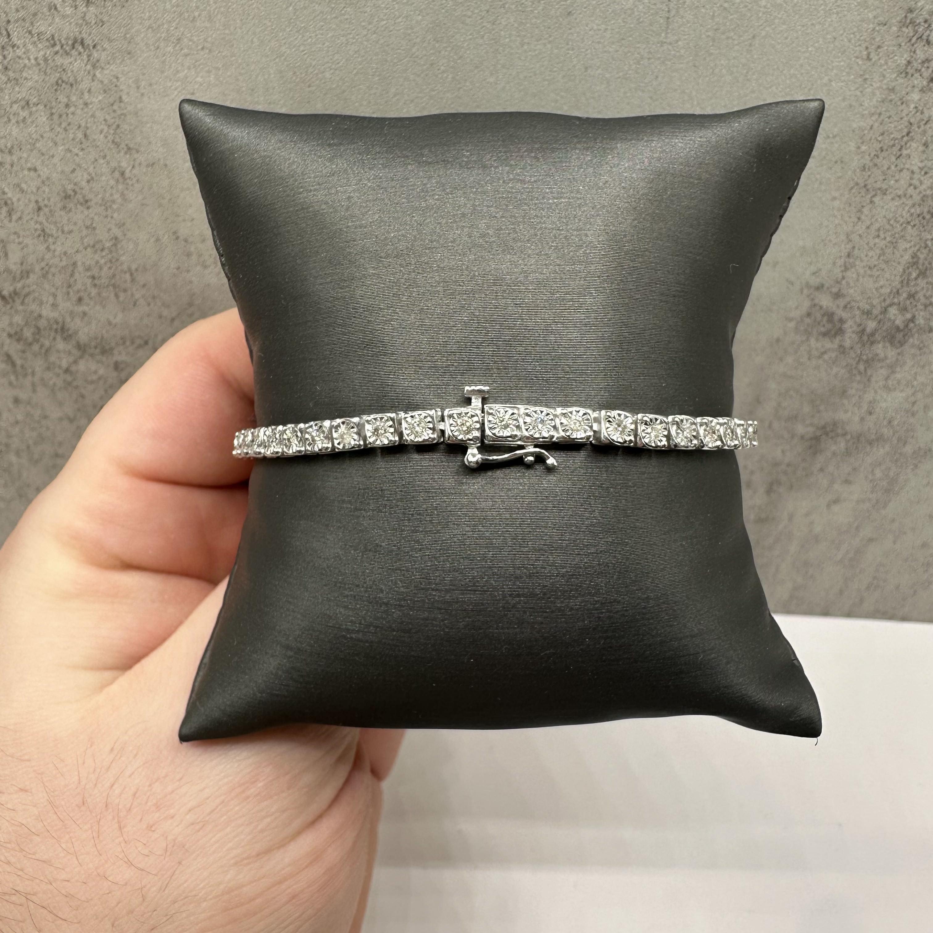 Diamond Tennis Bracelet in Sterling Silver – 1ctw, 7.75in, New