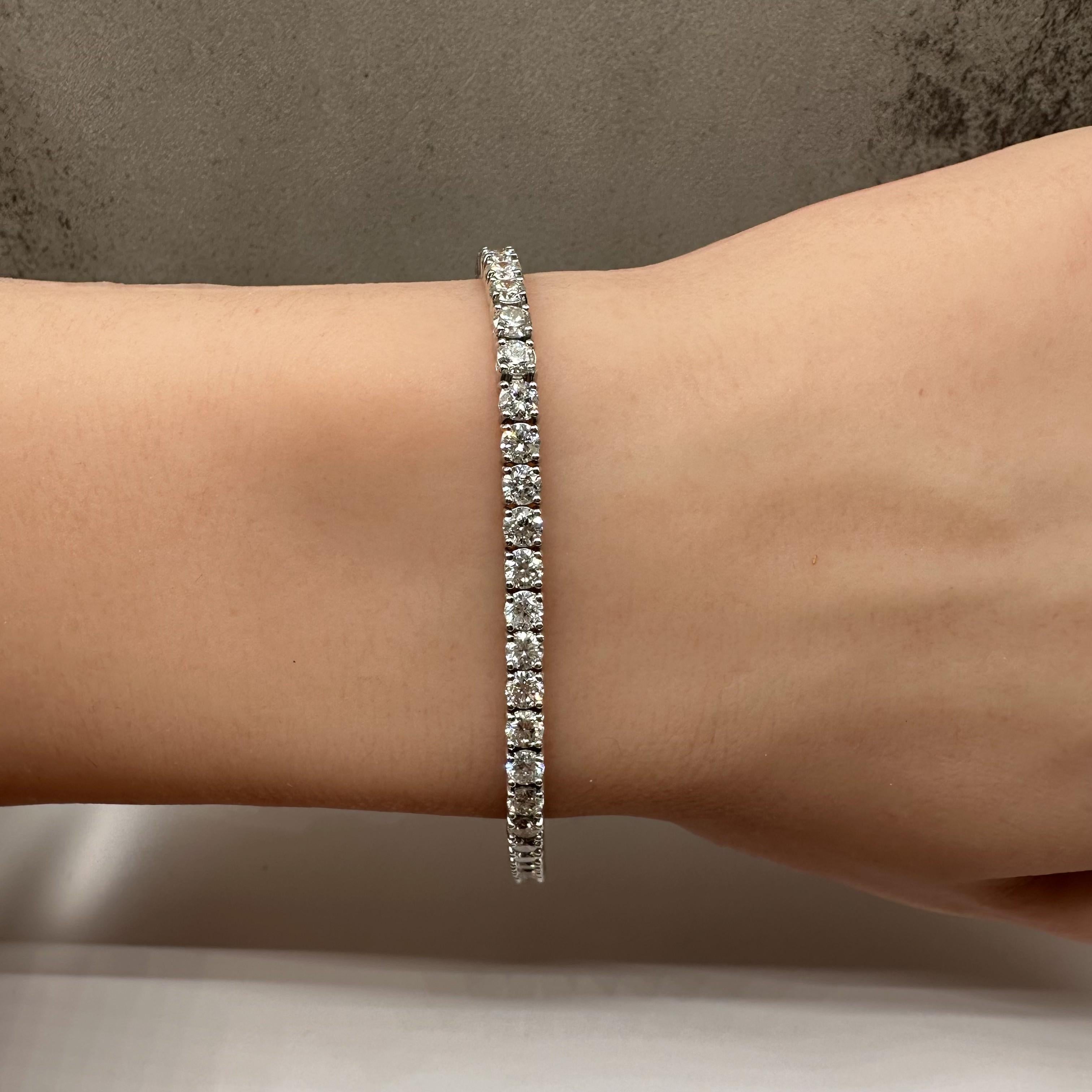 Natural Diamond Tennis Bracelet in 14kt White Gold – 7ctw, 7in, New