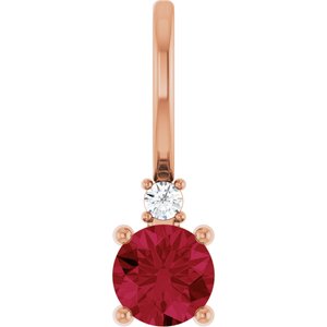 Lab-Grown Ruby & .015 CT Natural Diamond Charm/Pendant