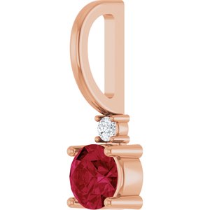 Lab-Grown Ruby & .015 CT Natural Diamond Charm/Pendant