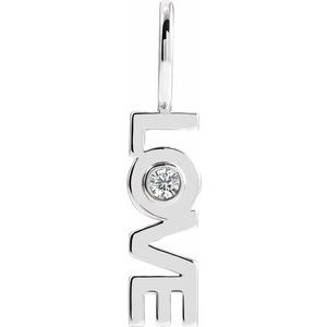 .03 CT Natural Diamond Love Charm/Pendant