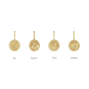 .015 CT Natural Diamond Water Element Charm/Pendant