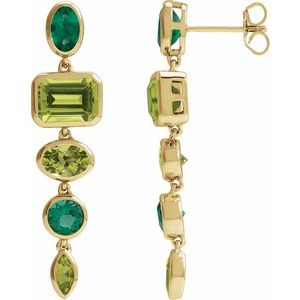 Natural Peridot Emerald Dangle Earrings