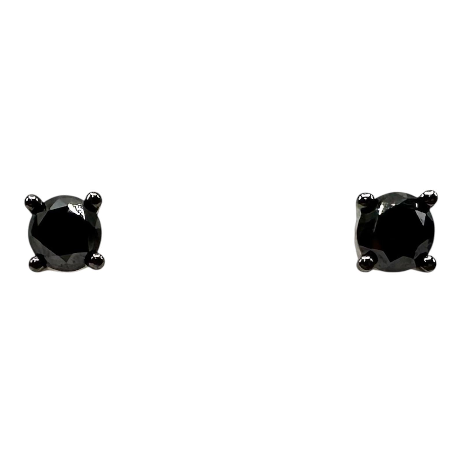 Black Diamond Studs in 10kt White Gold - 0.50ctw, Push Backs, New Condition