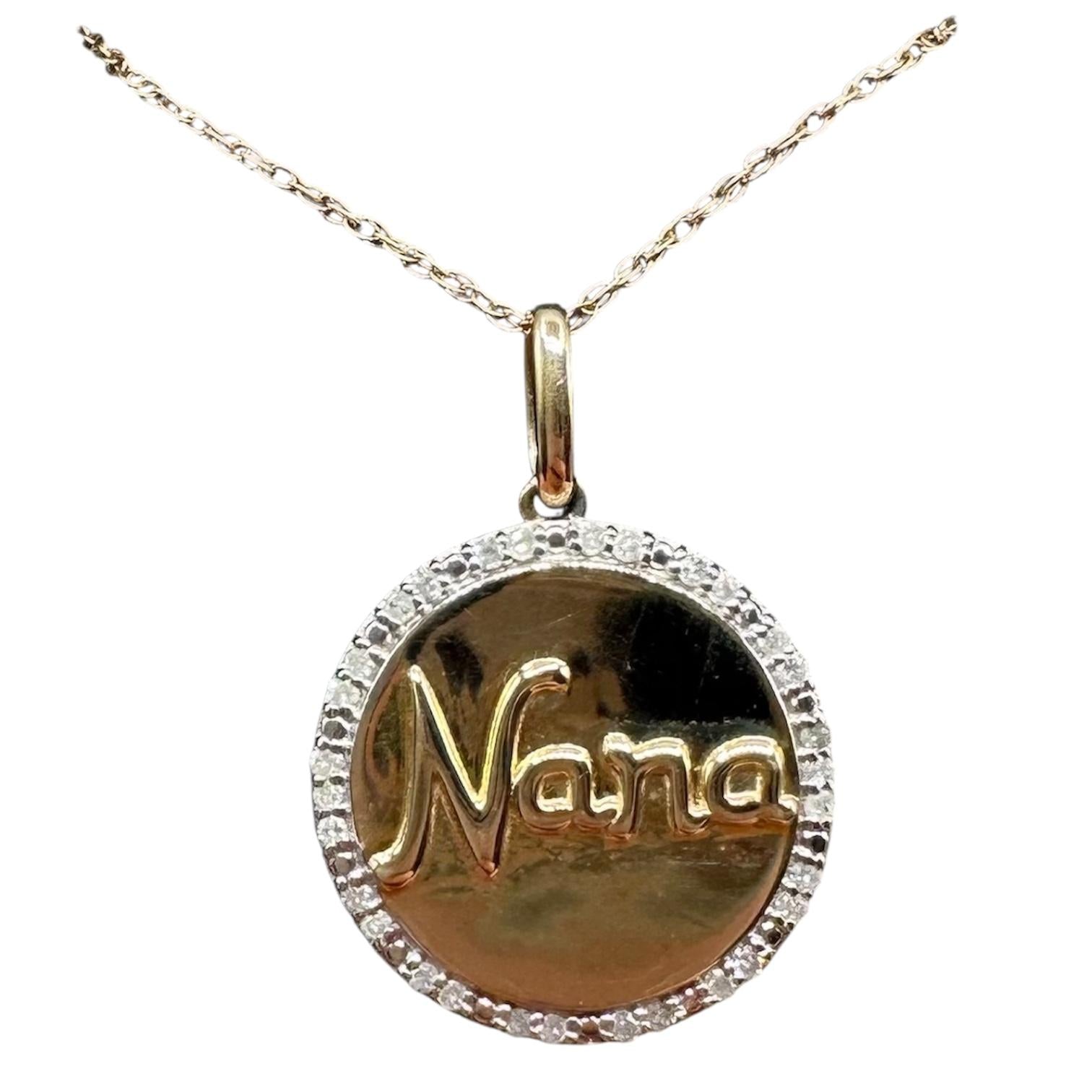 Diamond Disc Necklace "Nana" in 10kt Yellow Gold - 0.10ctw, Adjustable, New