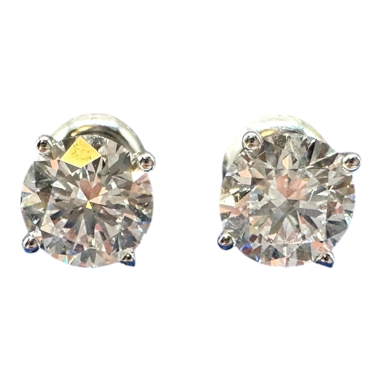 2.18ctw Lab Grown Diamond Stud Earrings in 14kt White Gold – IGI