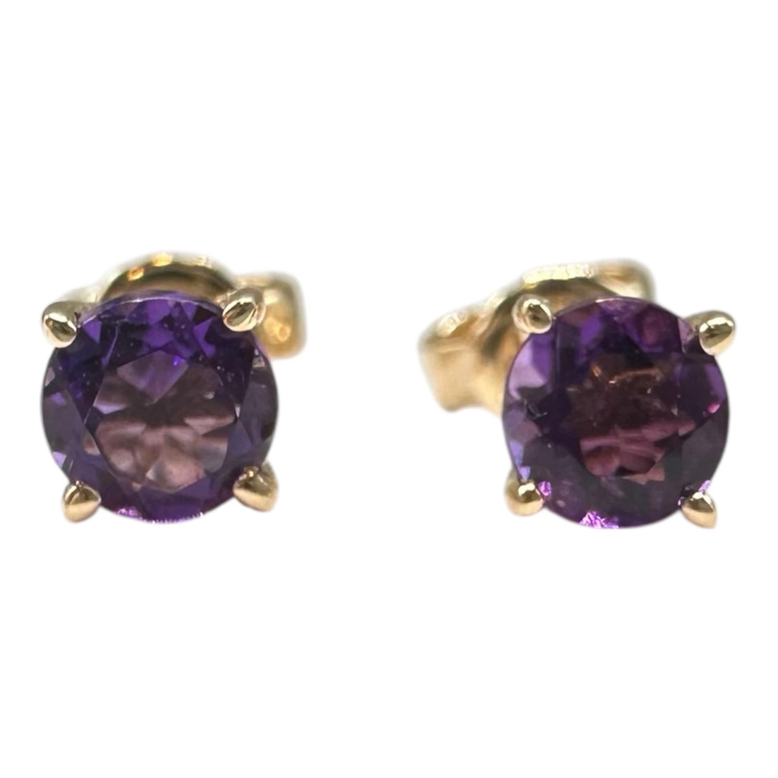 Amethyst Stud Earrings in 14kt Yellow Gold – 0.50ctw, New