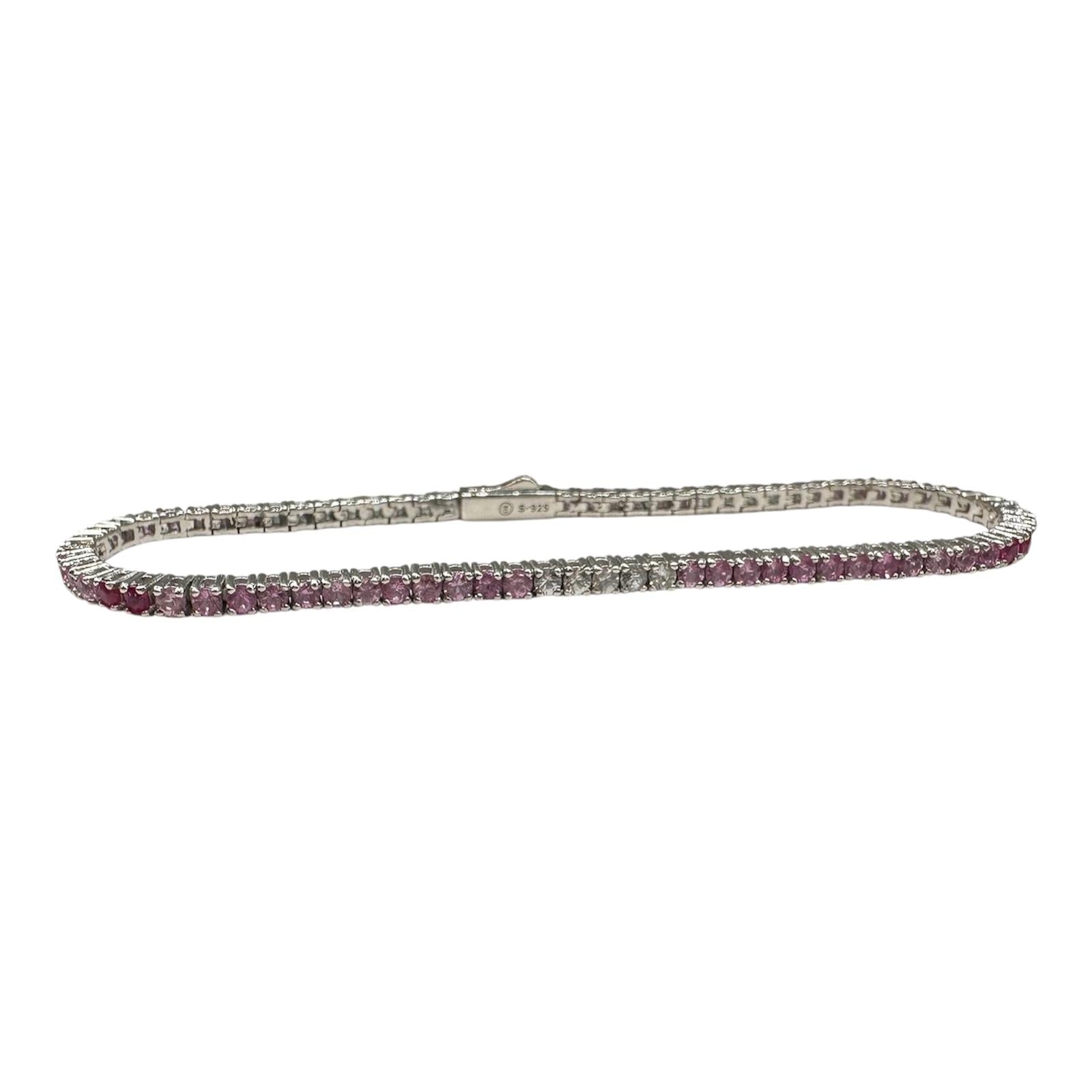 Pink Ombre Sapphire Tennis Bracelet in Sterling Silver – 3.9ct, 7in, New