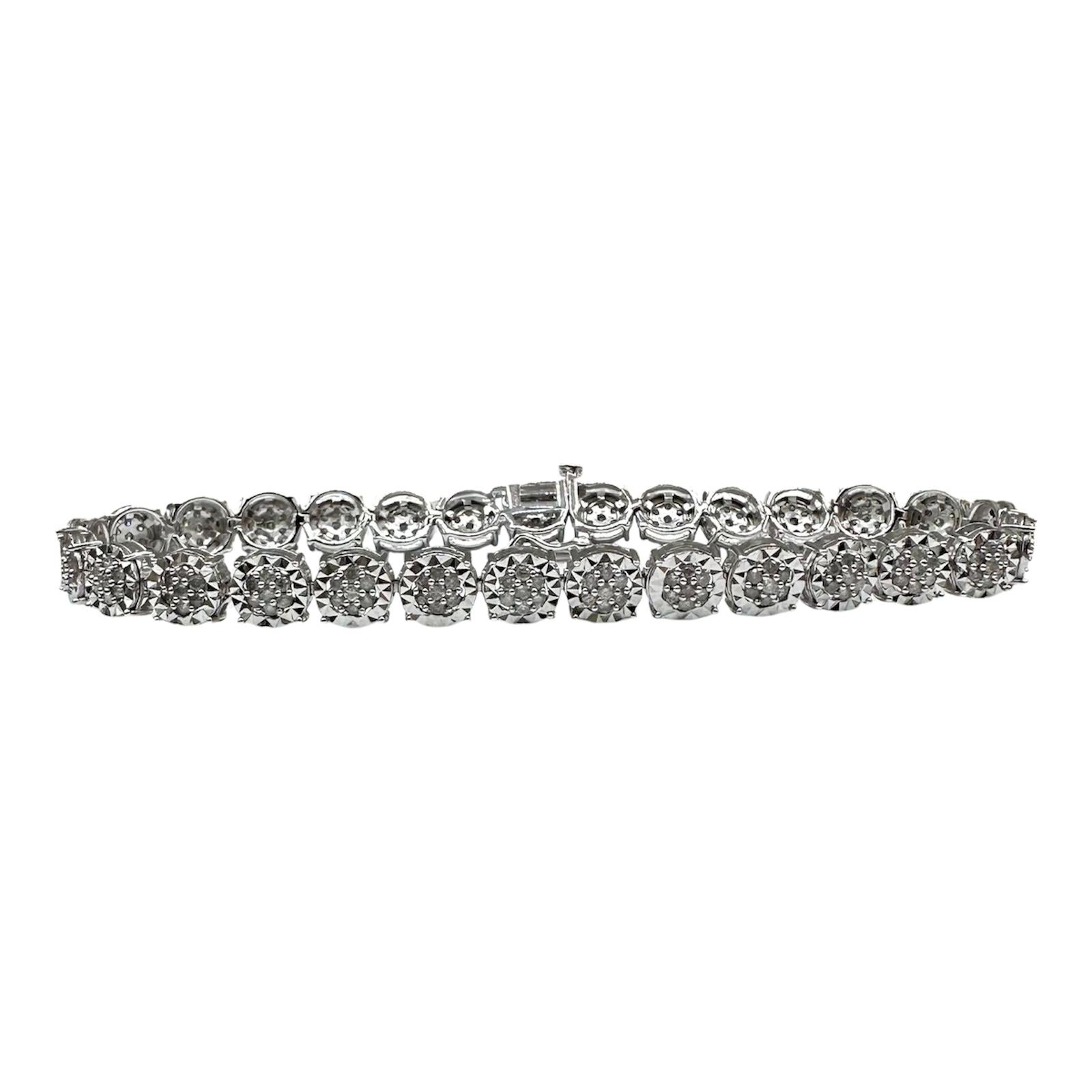 Natural Diamond Tennis Bracelet in Sterling Silver – 2ctw, 7 11/16in, New