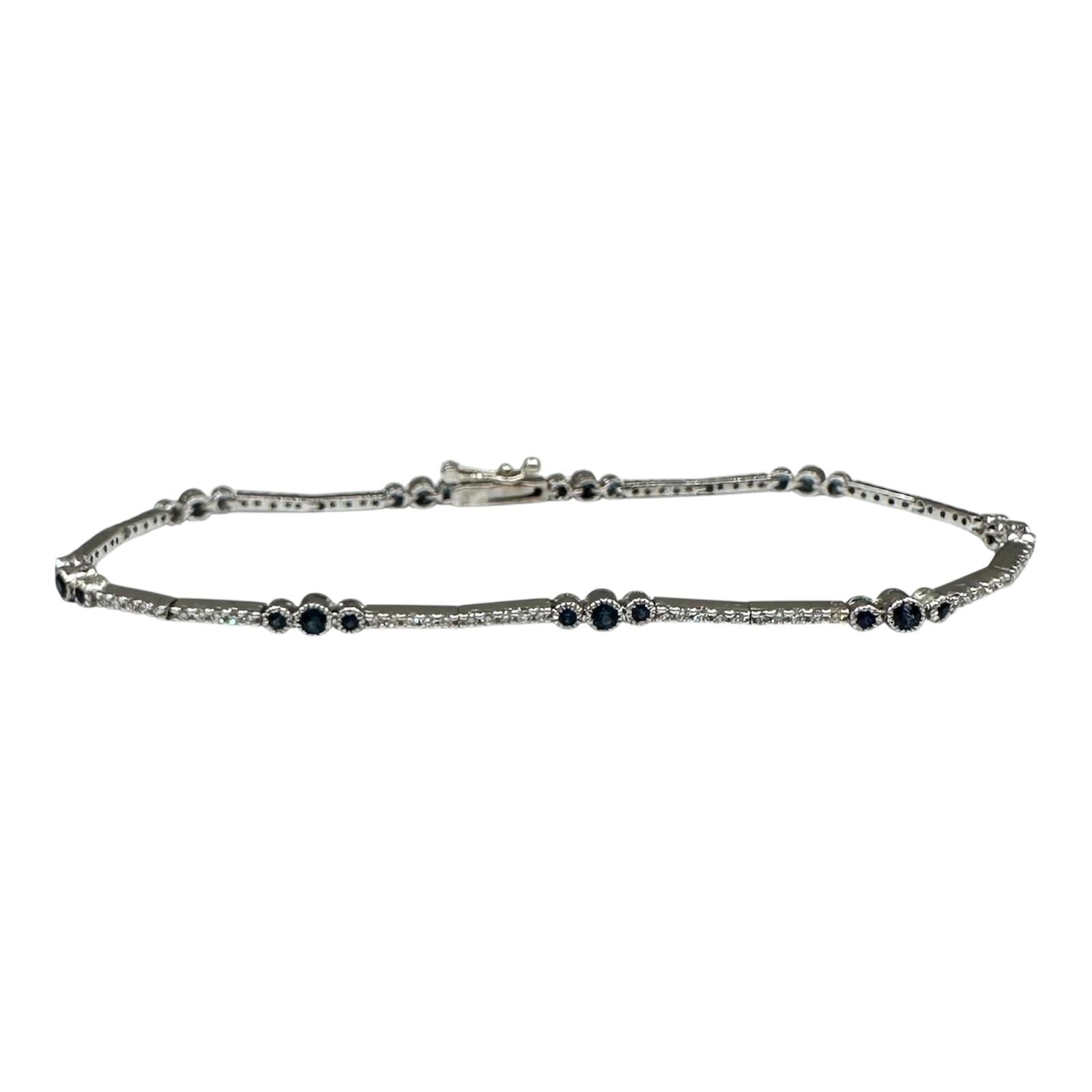 Sapphire and Diamond Bracelet in 18kt White Gold – 0.75ctw Sapphire, 0.70ctw Dia