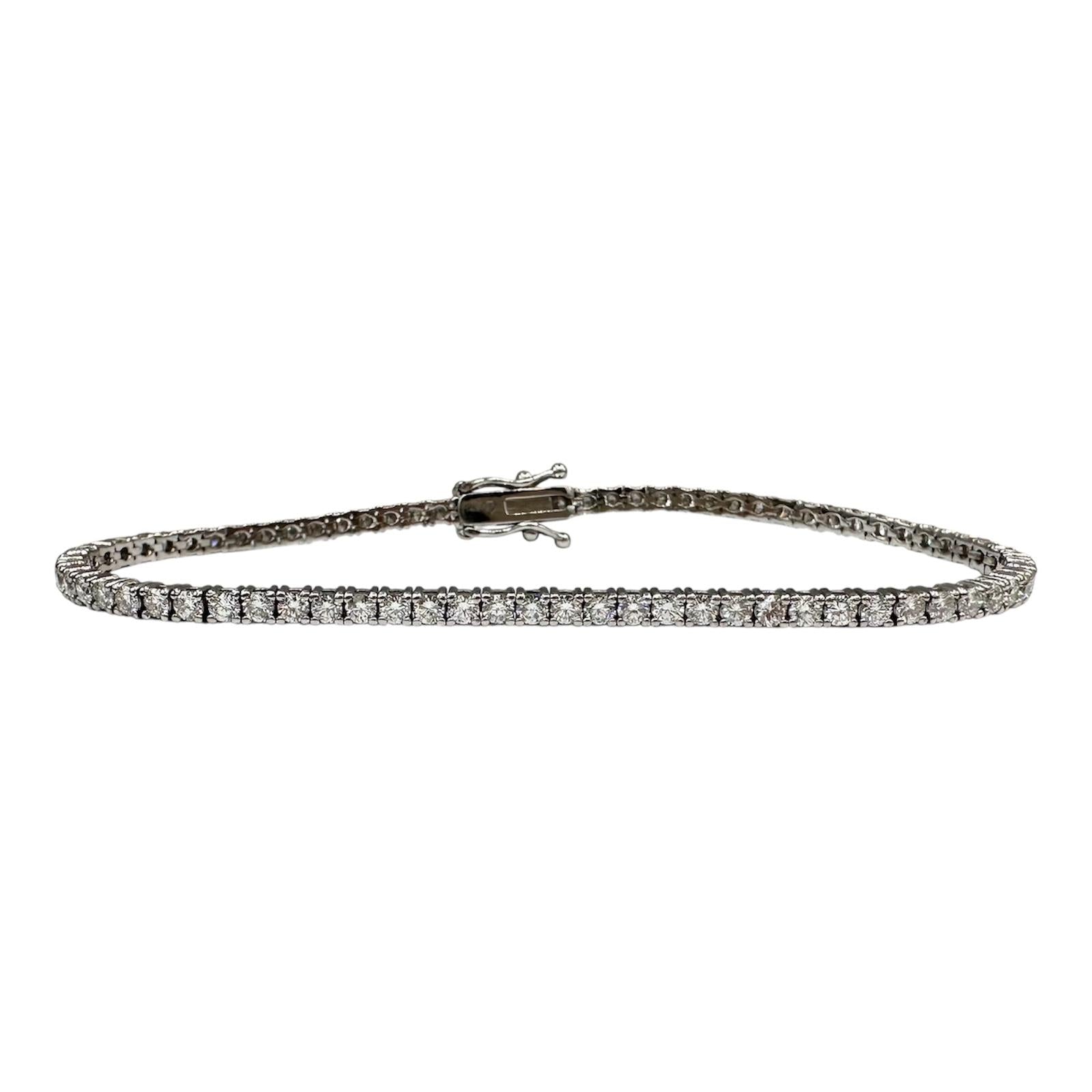 Natural Diamond Tennis Bracelet in 14kt White Gold – 3ctw, 7in, New
