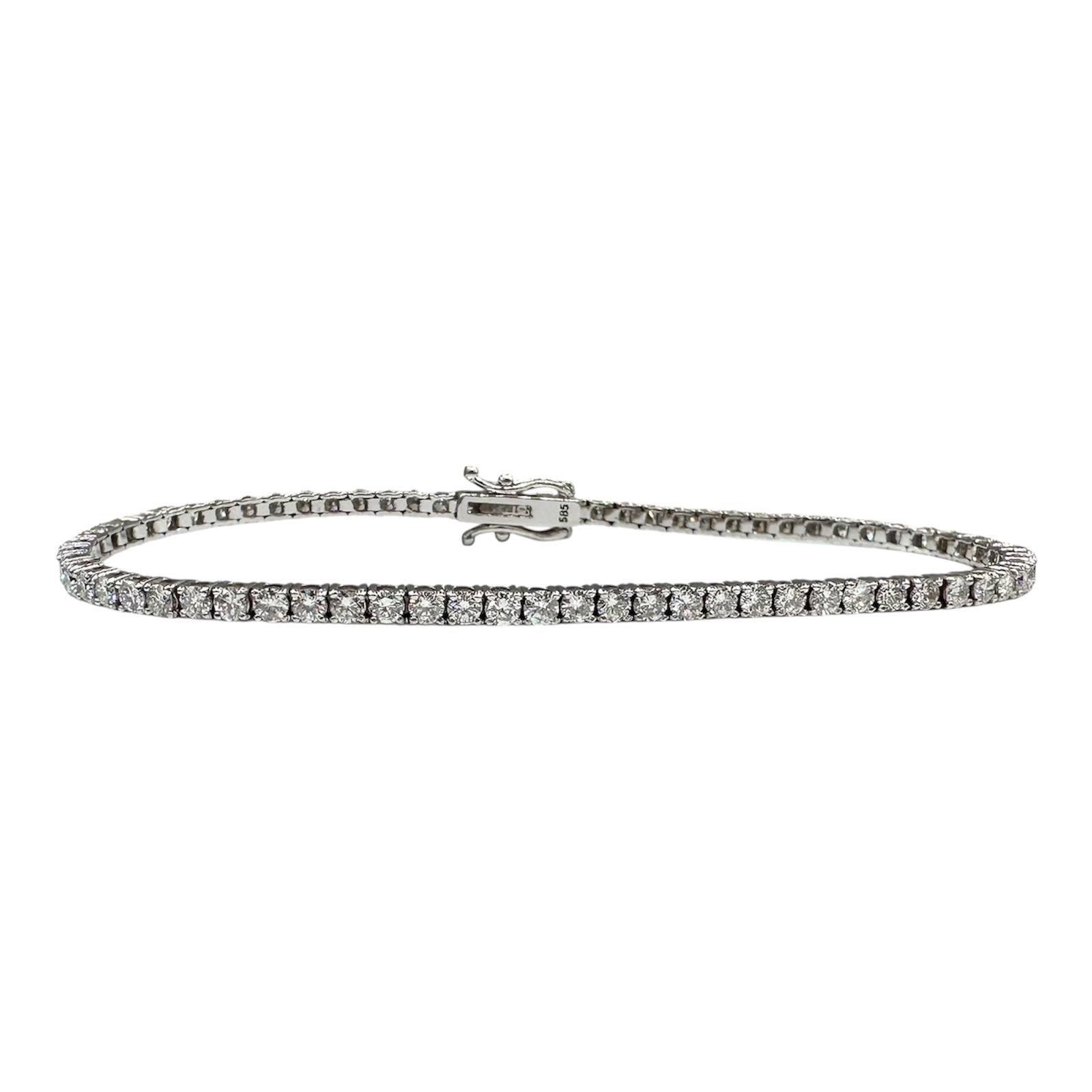 Natural Diamond Tennis Bracelet in 14kt White Gold – 3ctw FG SI, 7in