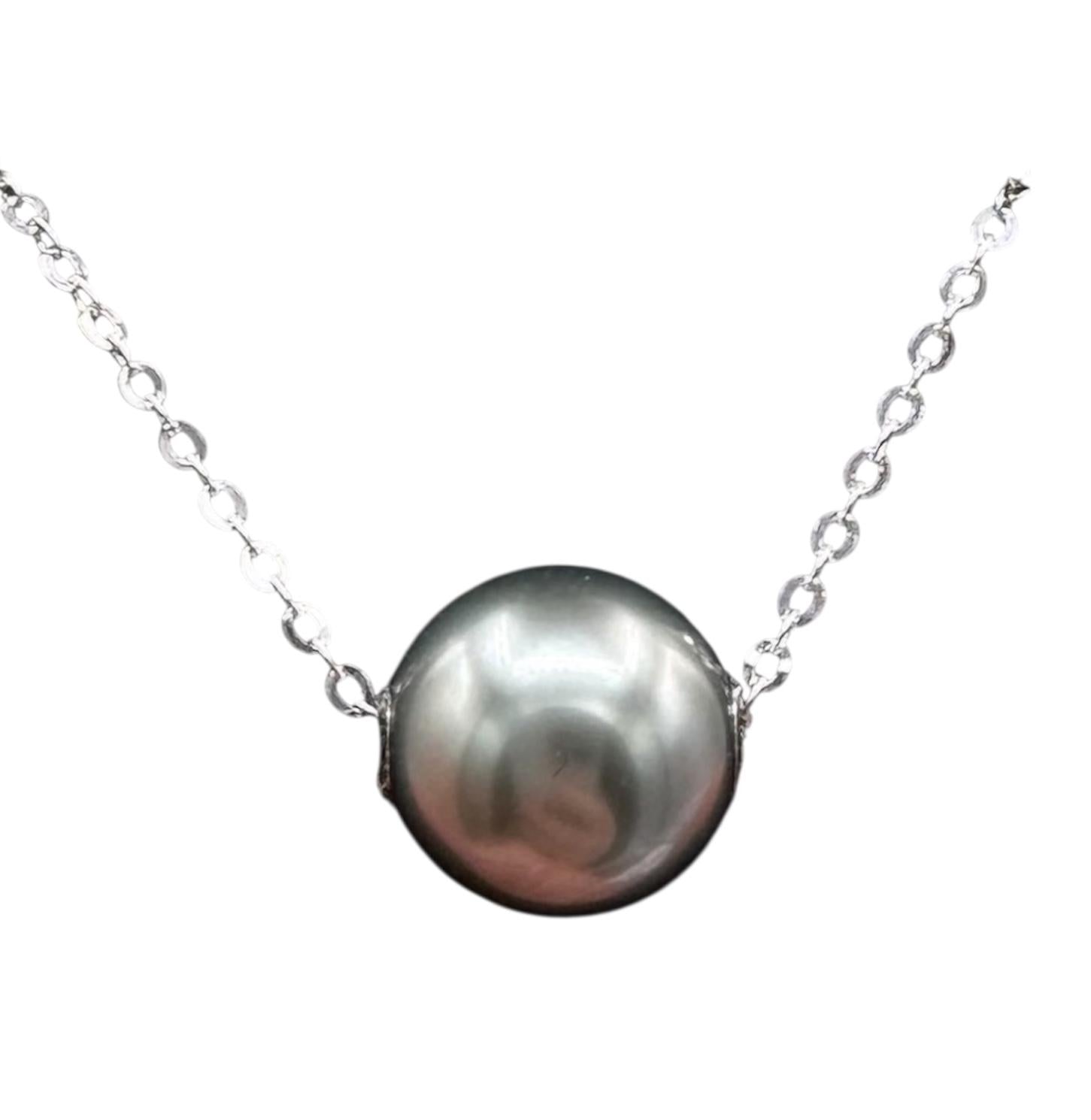 Effy 14K White Gold Tahitian Pearl Necklace 9mm 18” NWT
