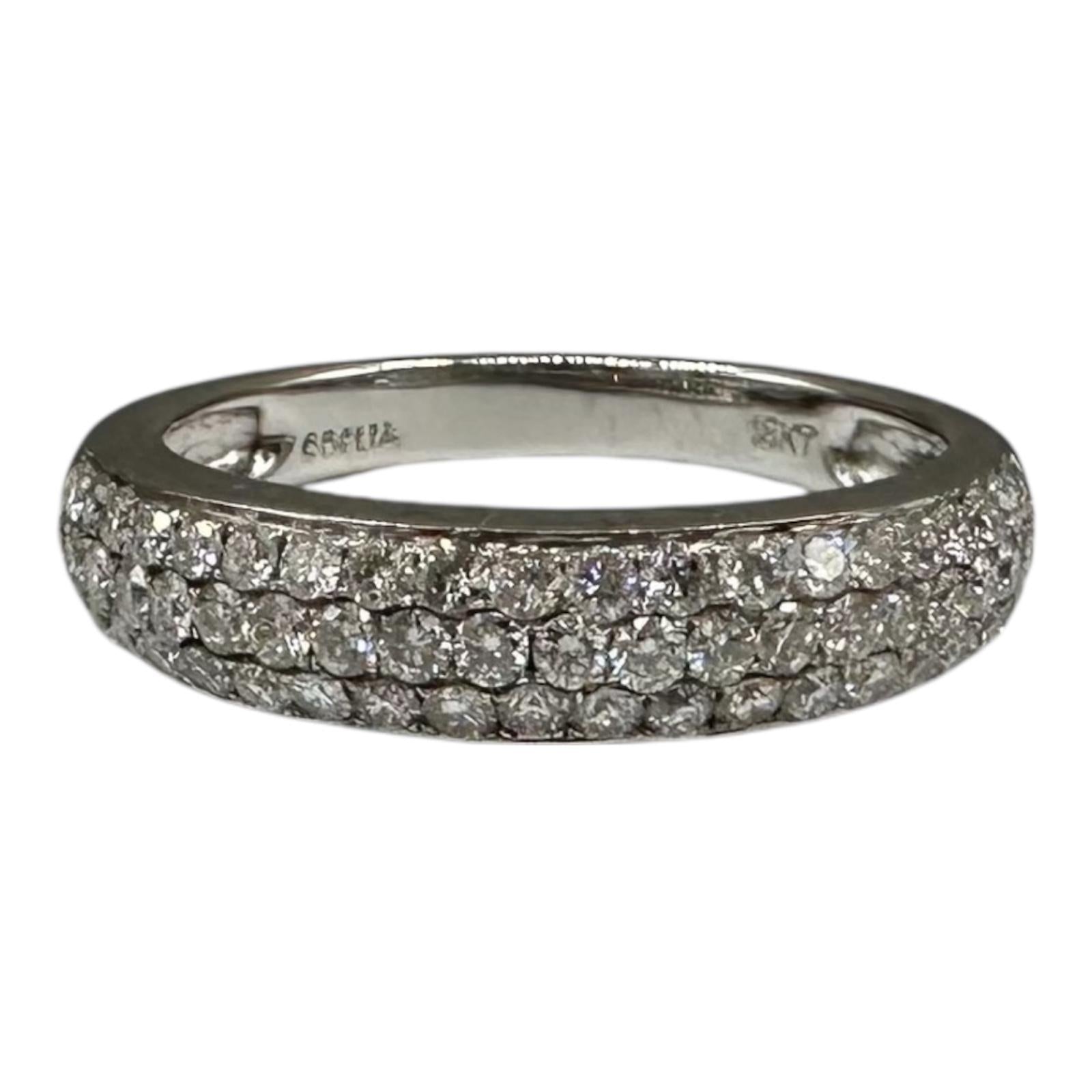 18K White Gold Diamond Pave Ring 0.75ct HI SI Odelia Size 6.5