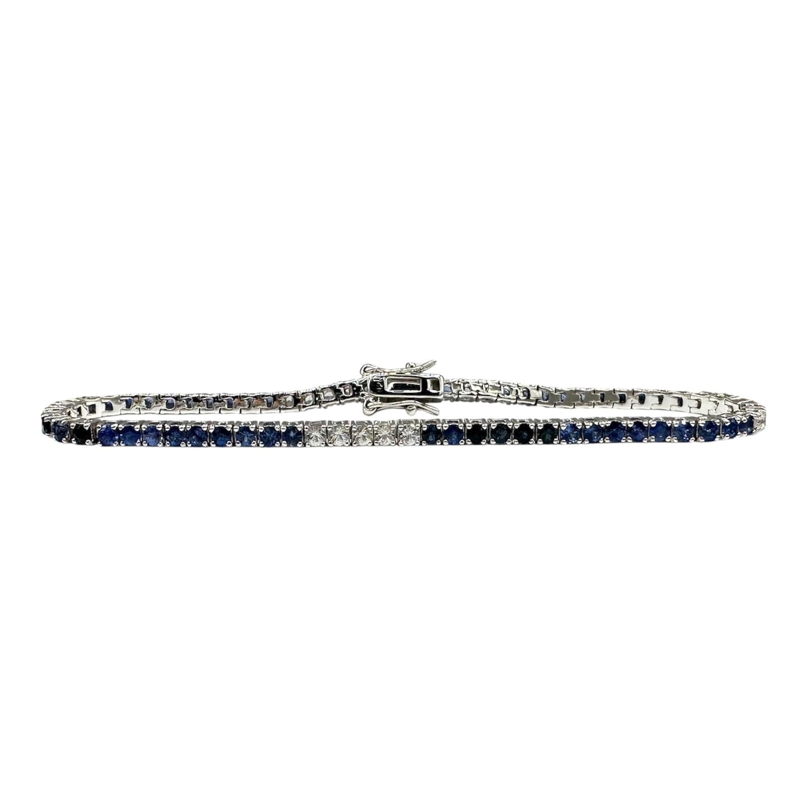 Blue Ombre Sapphire Tennis Bracelet Sterling Silver 5ct 7.5 Inch