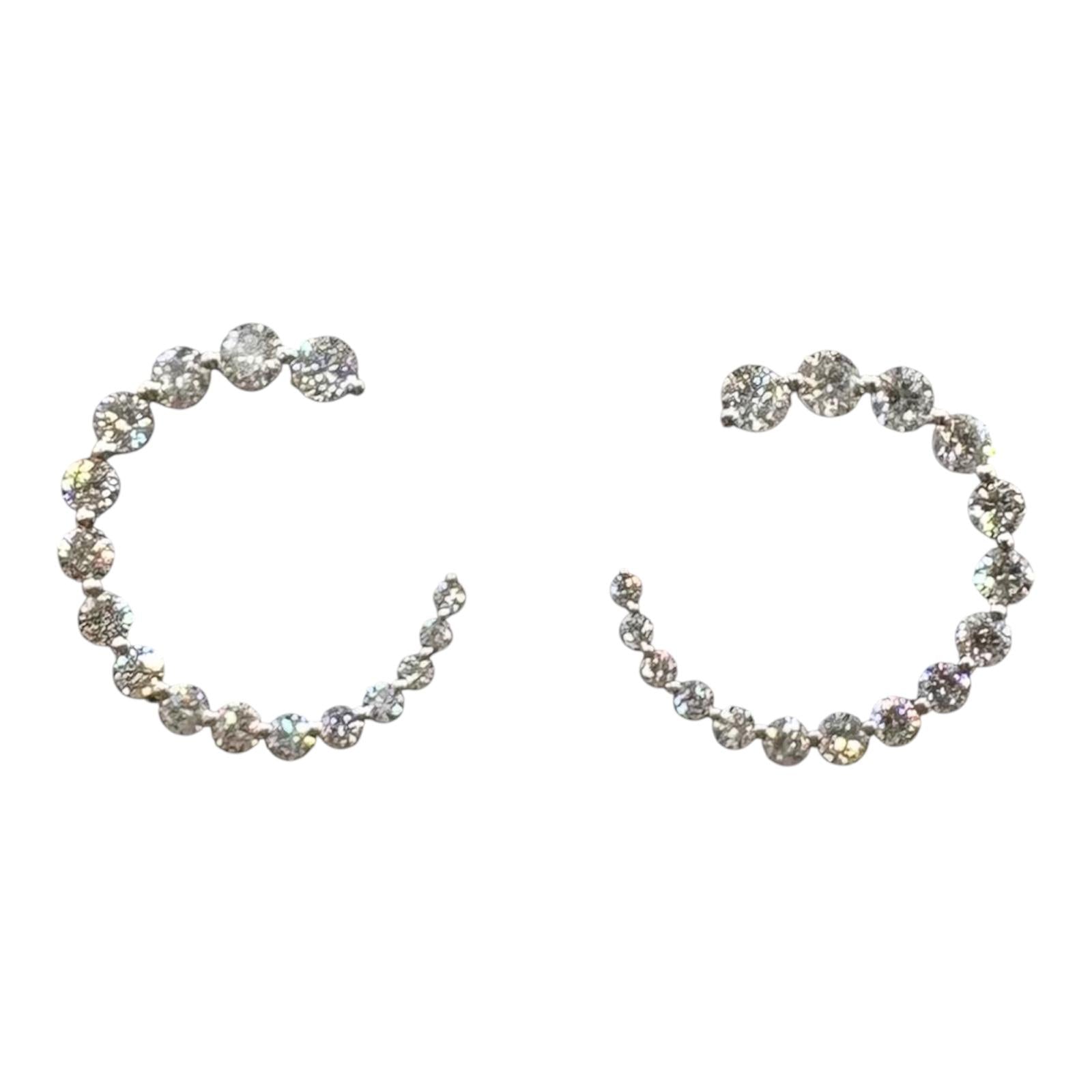 Graduated Swirl Diamond Earrings 14kt White Gold 0.85ctw GH VS SI New