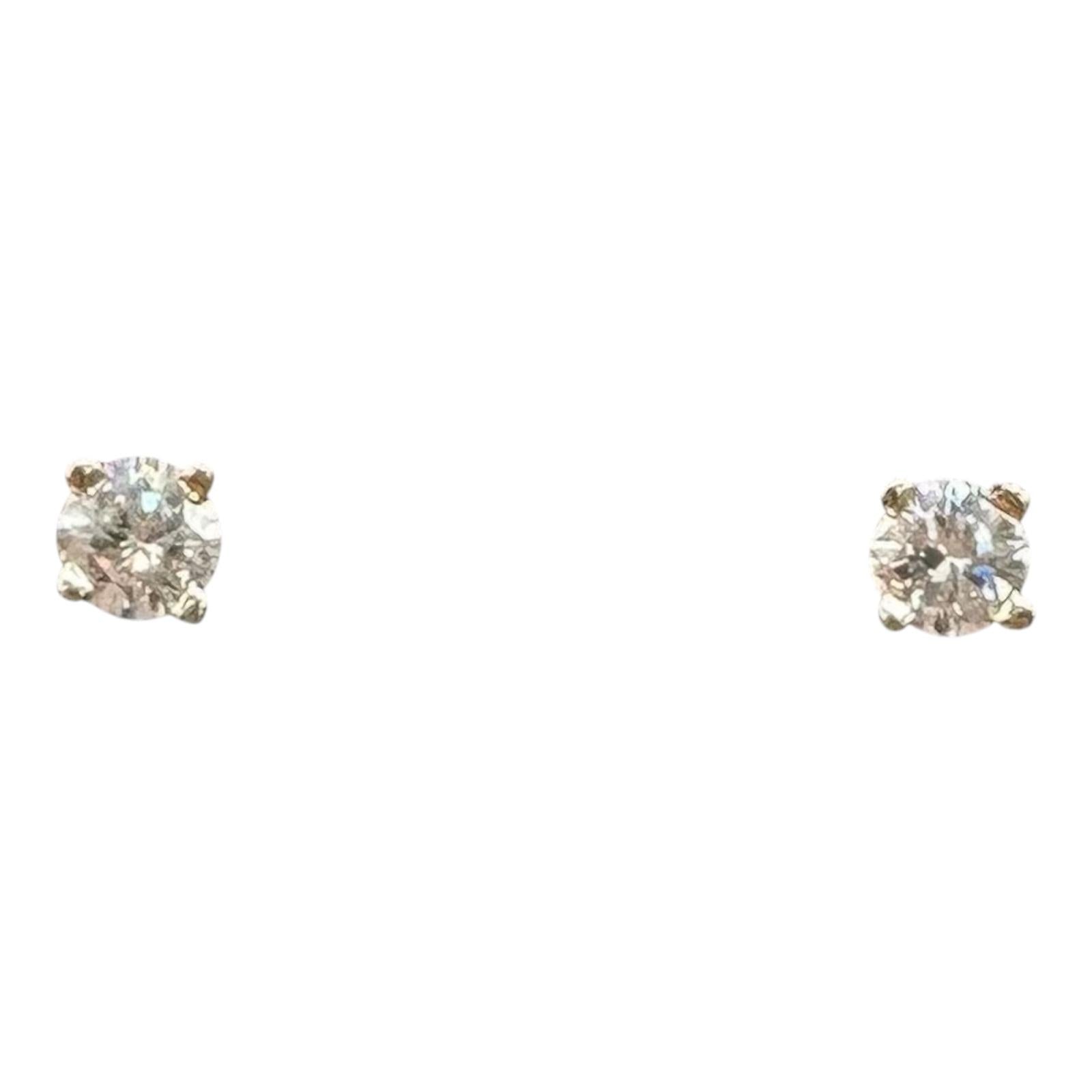 14K White Gold Natural Diamond Stud Earrings 0.20ct GH SI