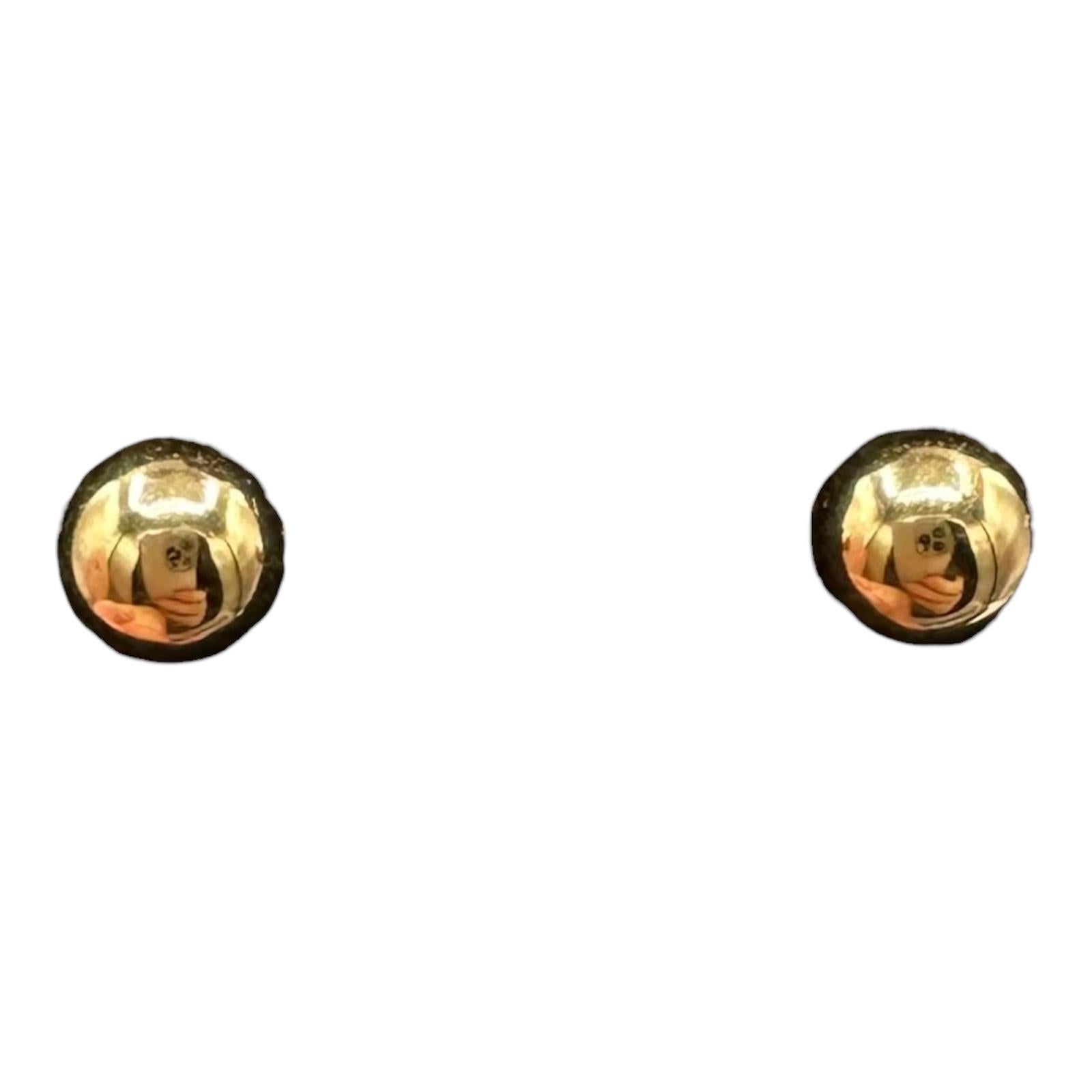 18K Yellow Gold Ball Stud Earrings 4.9mm Hollow Pre-Owned
