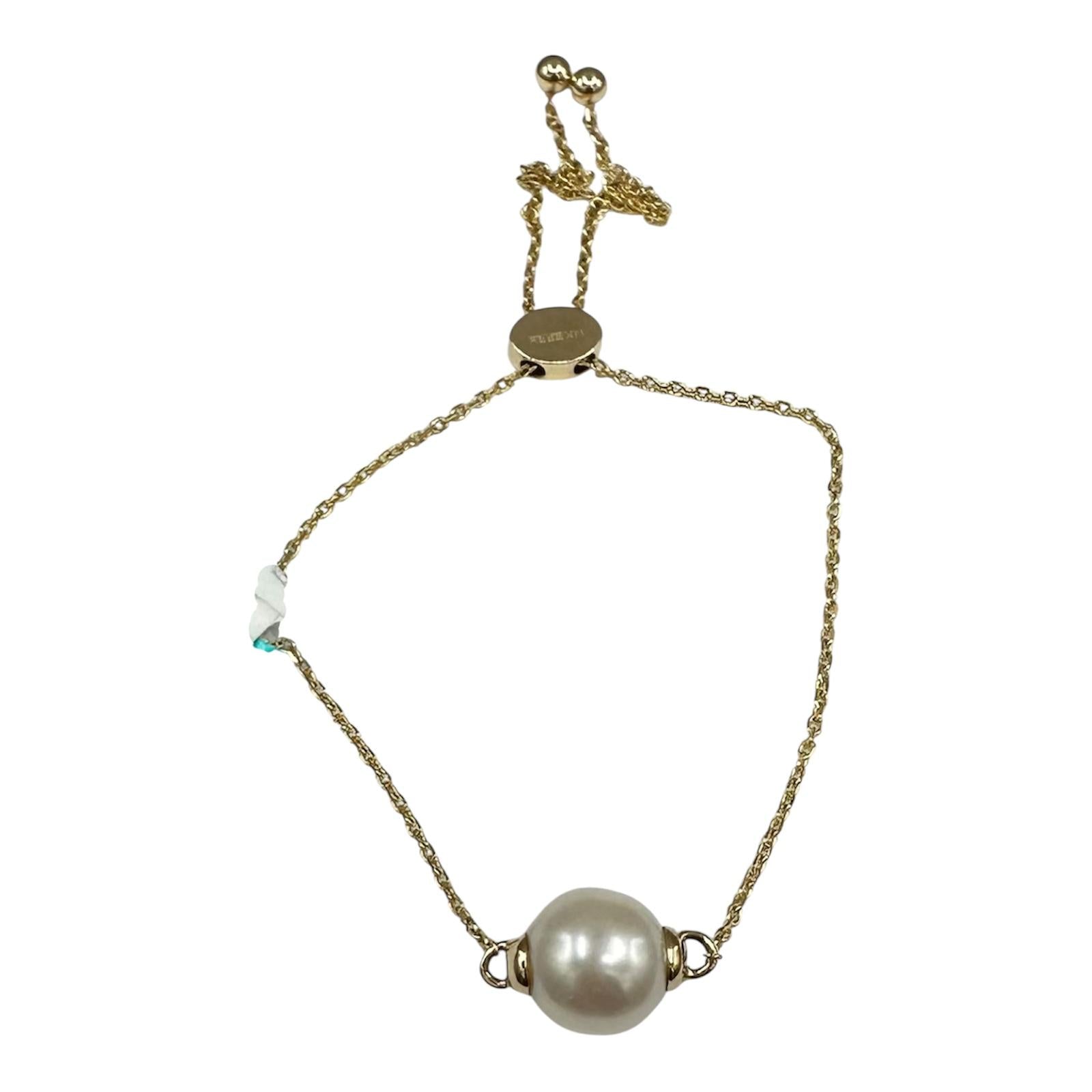 Designer Effy Pearl Bola Bracelet 14K Yellow Gold Adjustable 7 Inch
