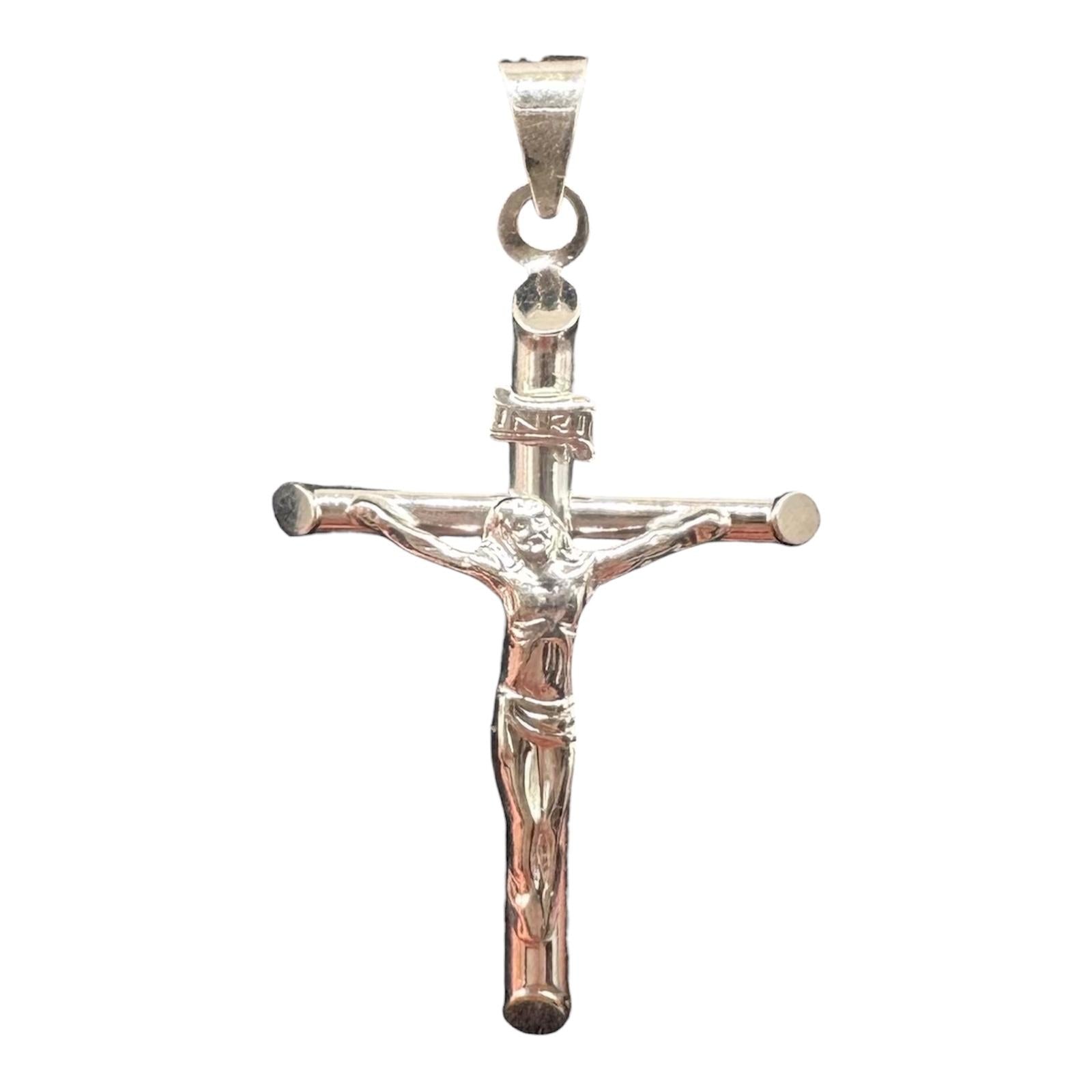 14K White Gold Crucifix Pendant Hollow 0.8g