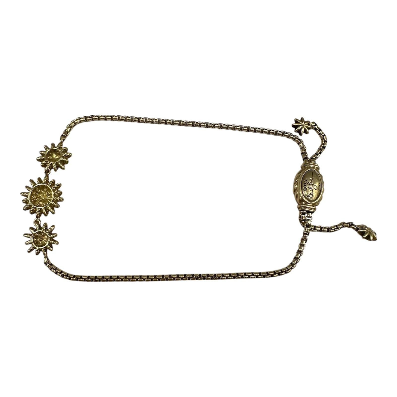 David Yurman 18K Gold Diamond Starburst Bracelet 0.15ct 8.75 Inch