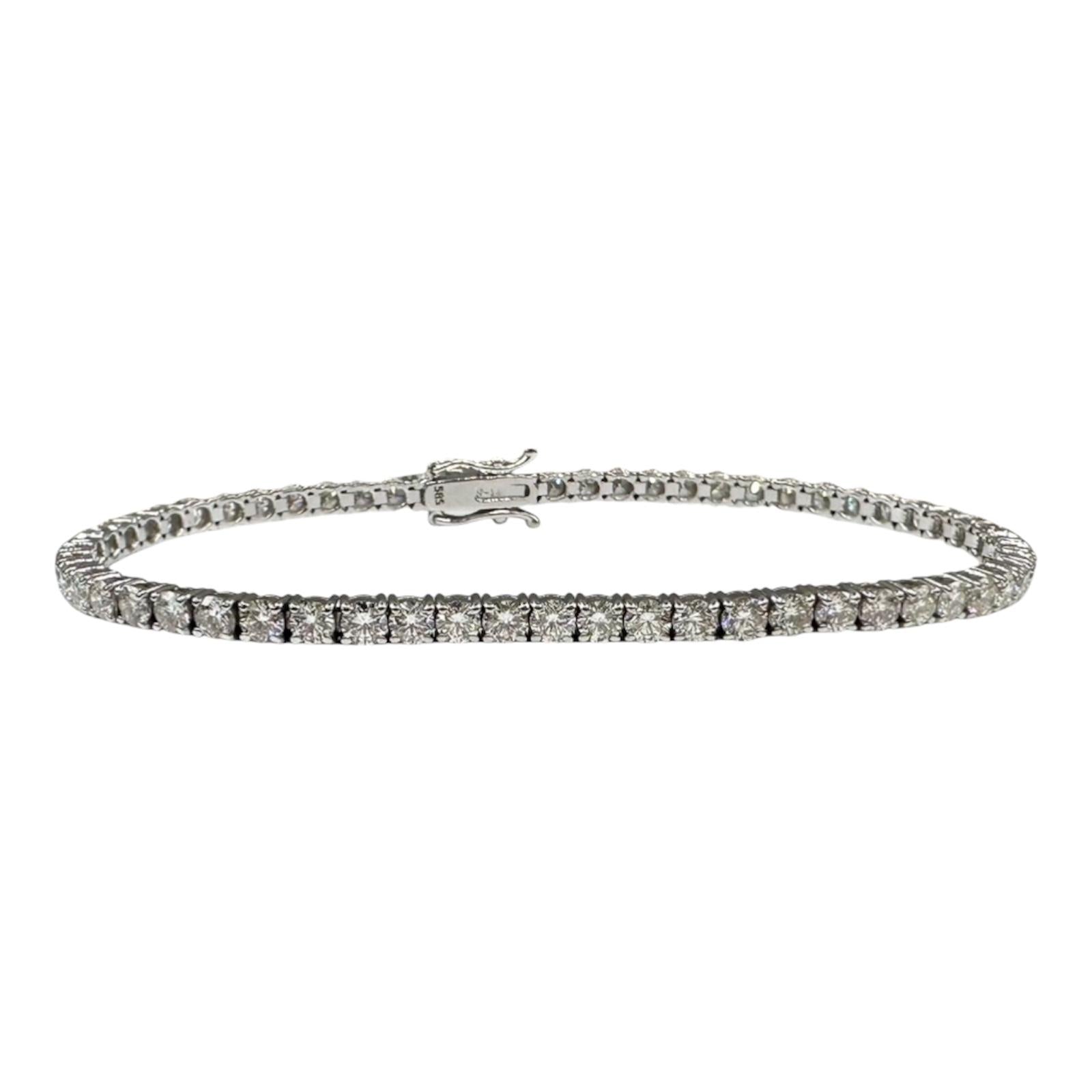 14K White Gold Natural Diamond Tennis Bracelet 4.10ct FG SI 7 Inch