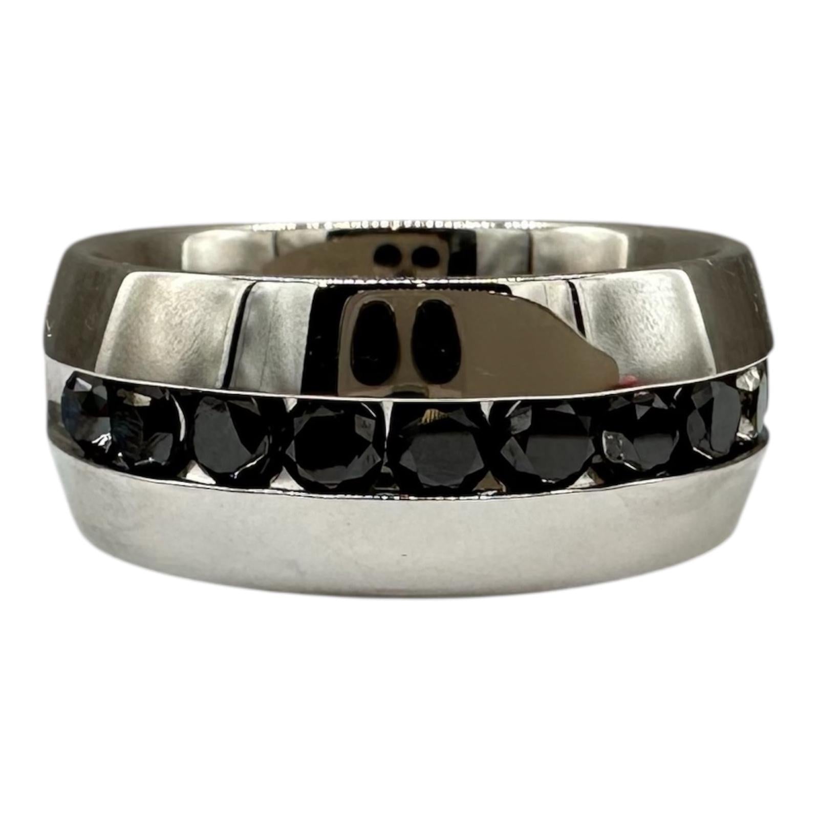 1.50ctw Black Diamond Mens Ring Sterling Silver Size 10