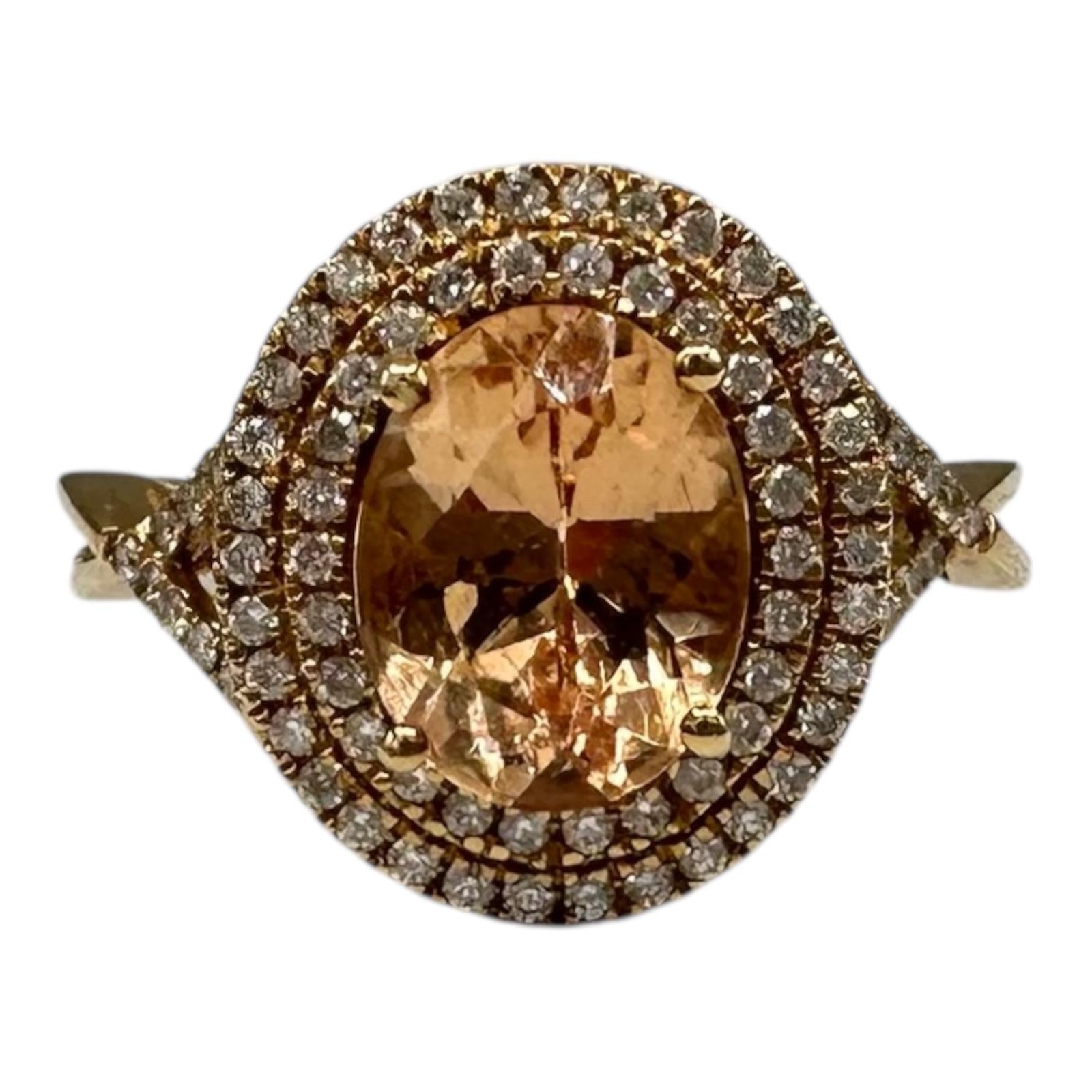 Iliana Orange Gemstone Diamond Ring 18K Yellow Gold 0.40ctw Size 7
