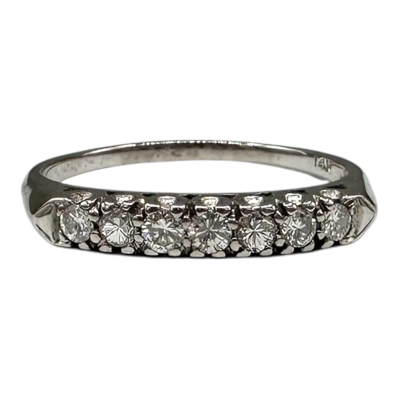0.30ctw 7 Stone Natural Diamond Ring 14K White Gold Size 9