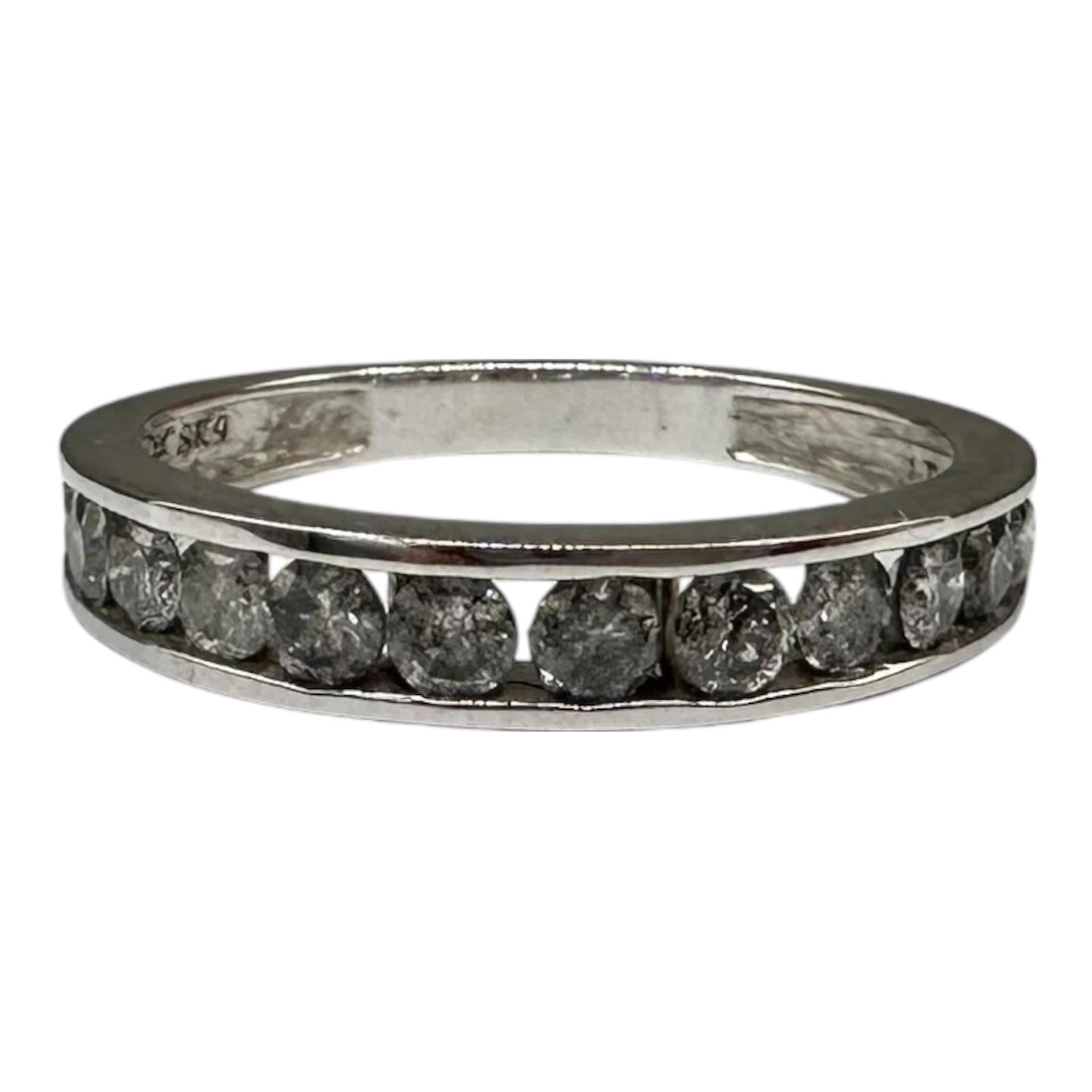 1ctw Channel Set Natural Diamond Ring 10K White Gold Size 9