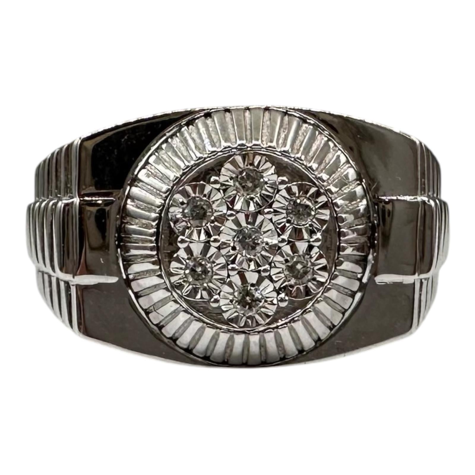 0.10ctw Mens Diamond Ring Sterling Silver 8.7g Size 10.5