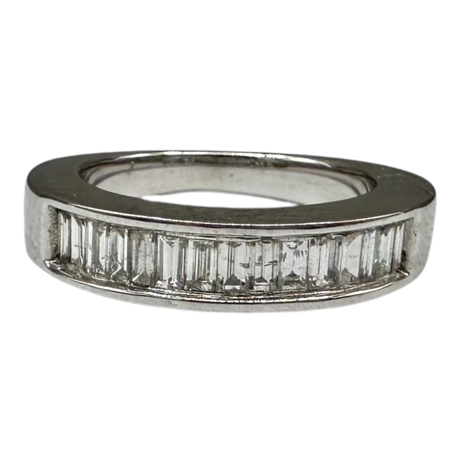 1ctw Channel Set Baguette Diamond Ring 14K White Gold Size 7