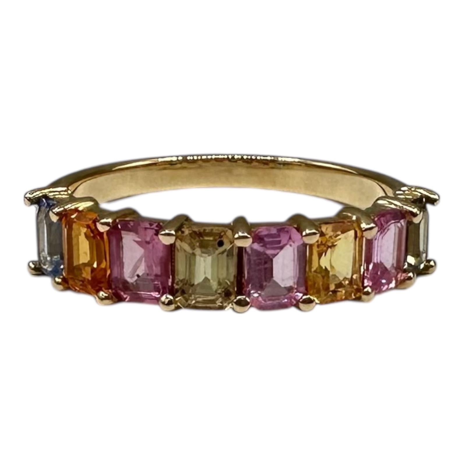 1.60ctw Emerald Cut Pastel Sapphire Ring 14K Yellow Gold Size 7