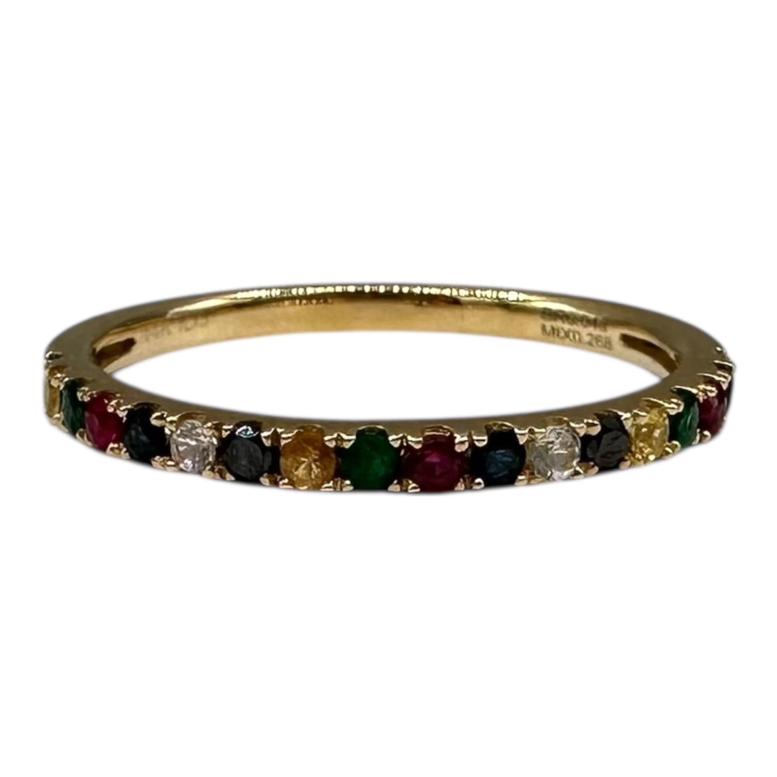 0.27ctw Multicolor Gemstone Diamond Ring 14K Yellow Gold Size 7