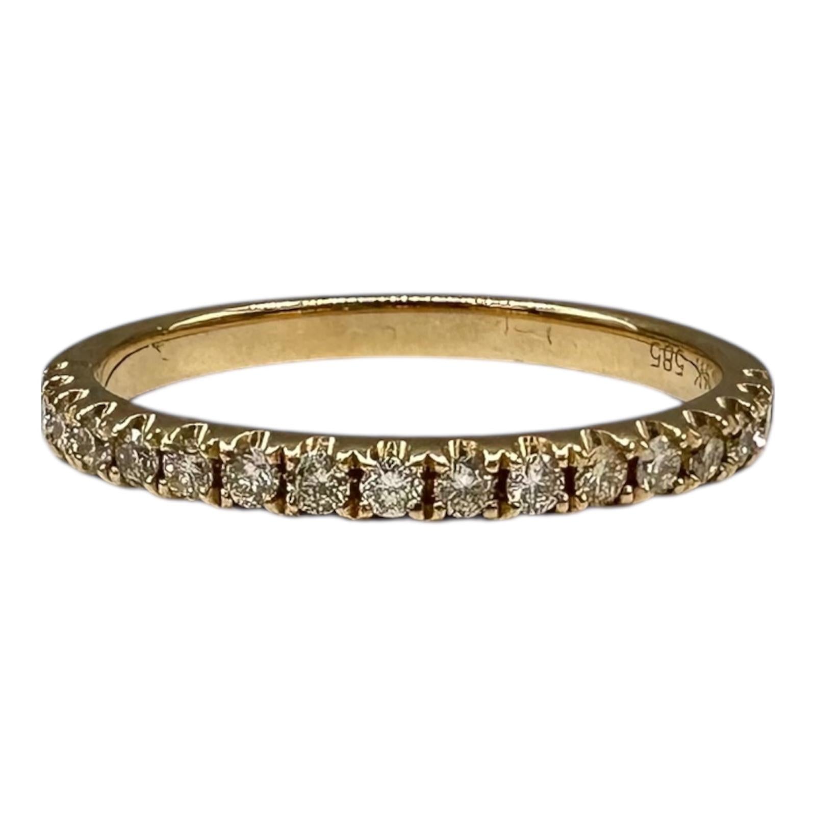 0.25ctw Natural Diamond Half Eternity Ring 14K Yellow Gold Size 6.75