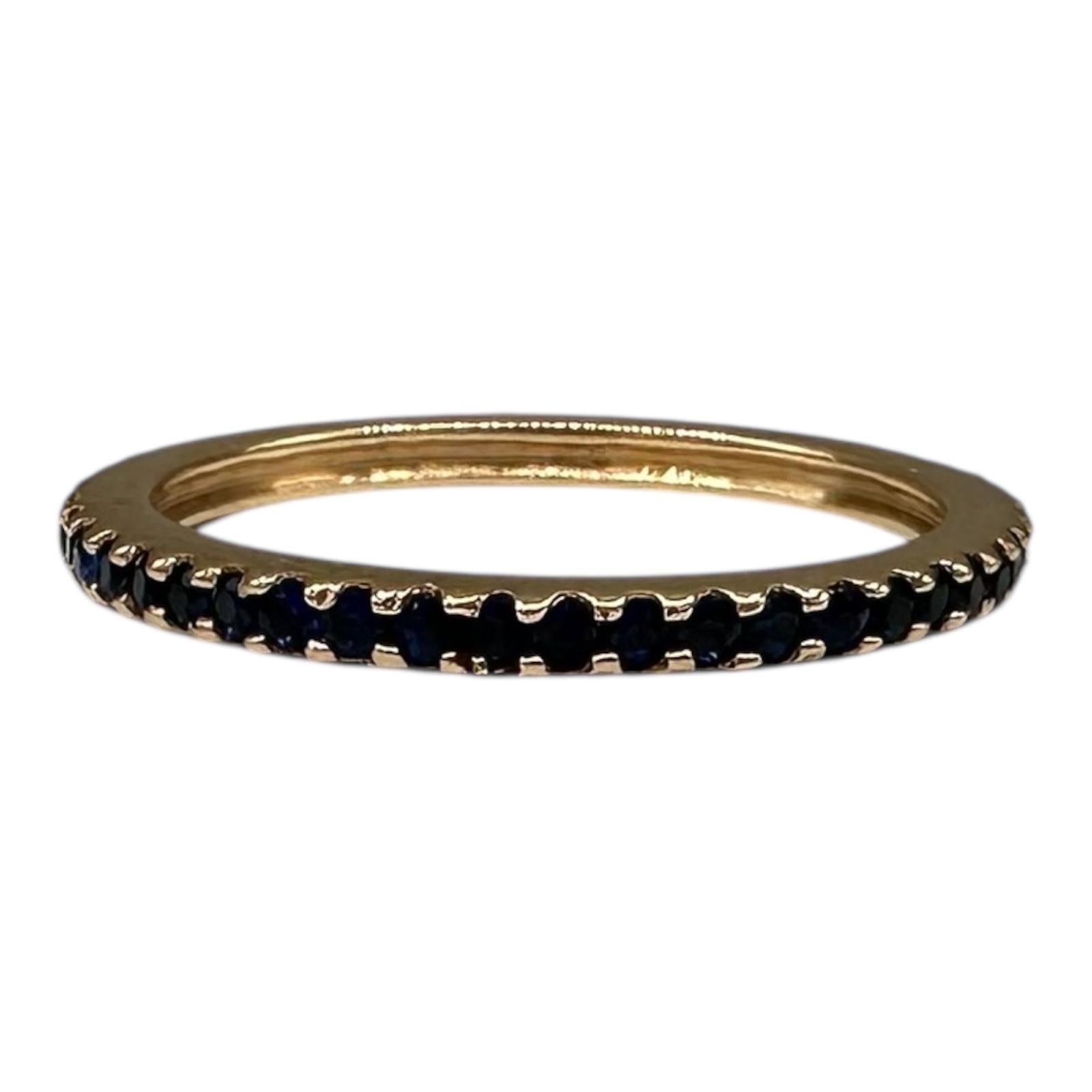Blue Sapphire Eternity Ring 14K Yellow Gold 1.25mm Size 6.5