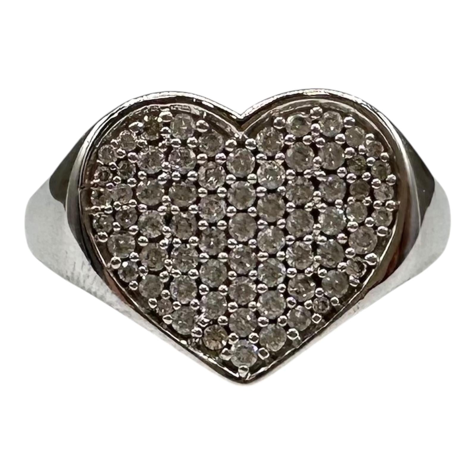 0.50ctw Natural Diamond Heart Ring 10K White Gold Size 7