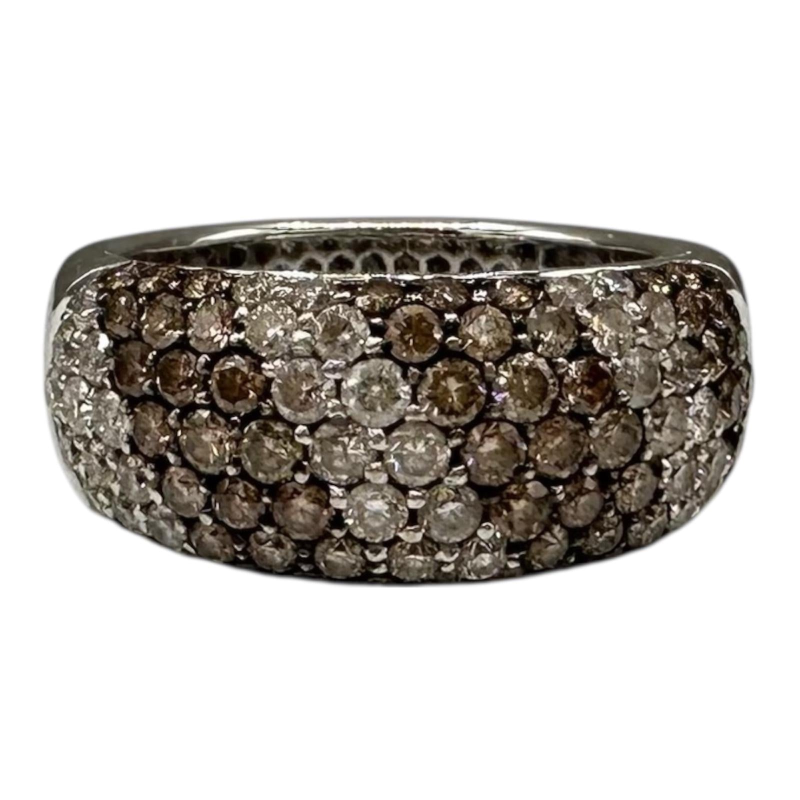 1.10ctw Natural Chocolate Diamond Ring 14K White Gold Size 7
