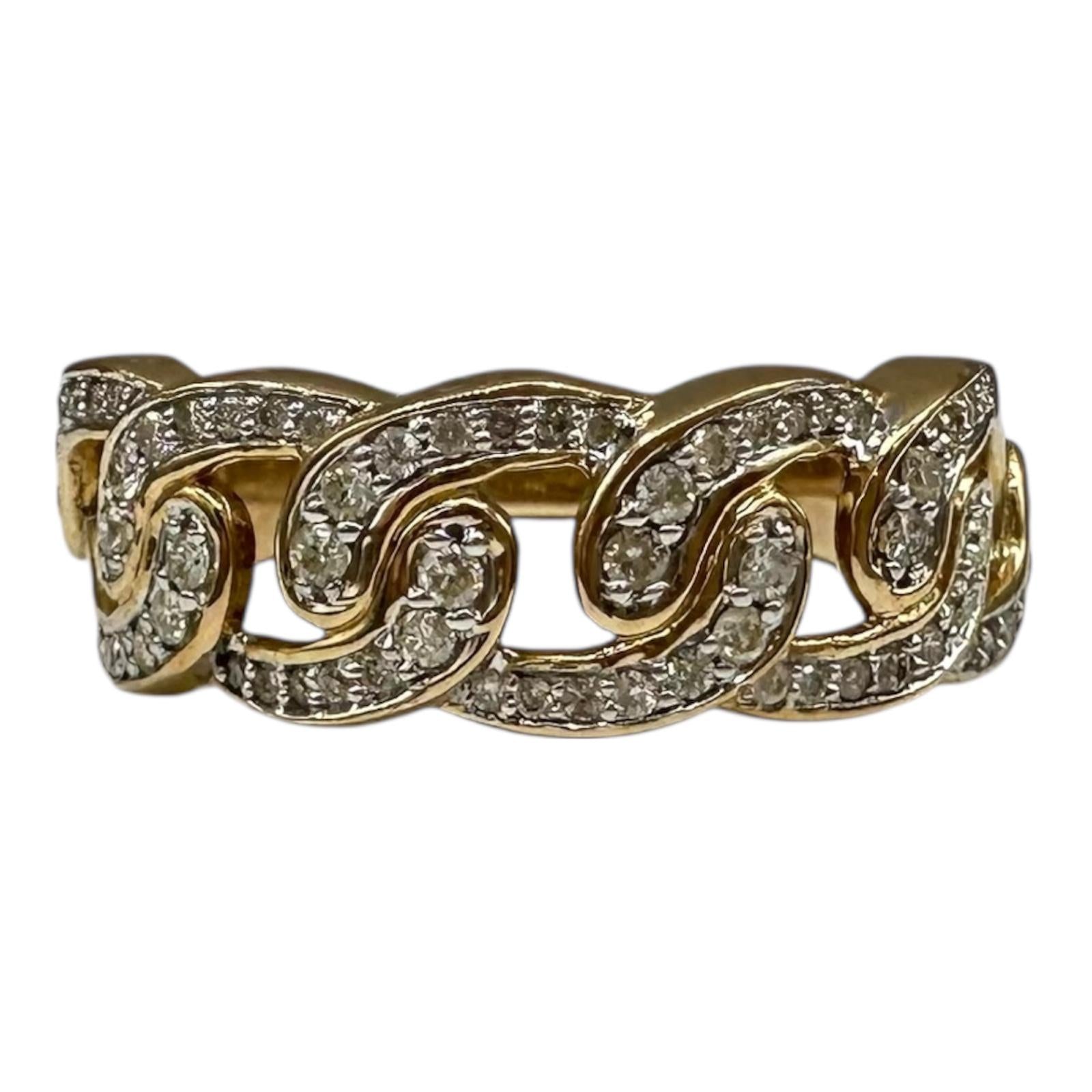 0.50ct Natural Diamond Cuban Ring 10K Yellow Gold Size 10