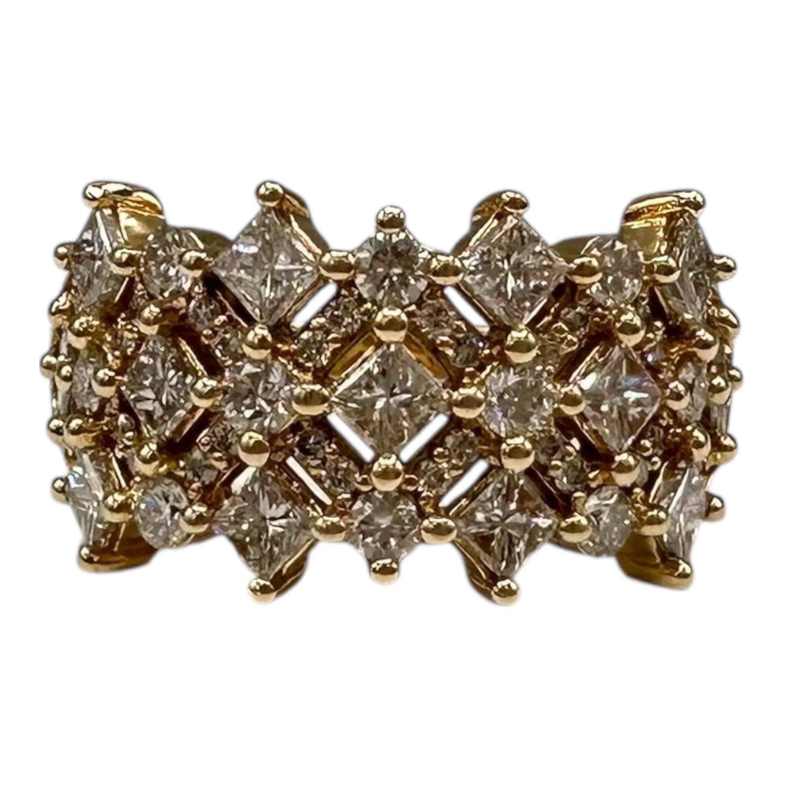 2ctw Natural Diamond Ring 14K Yellow Gold Round Princess Size 7