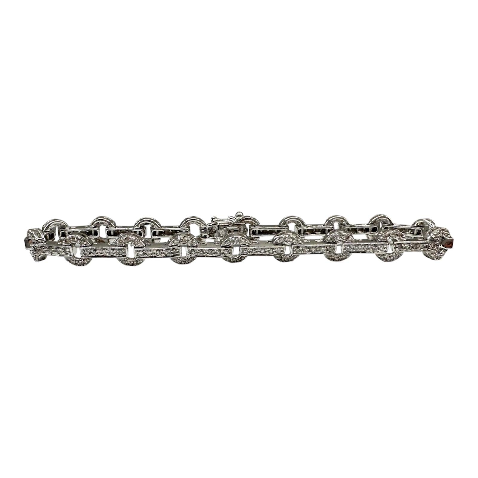 1.25ctw Natural Diamond Bracelet 14K White Gold 7.125in 12.1g