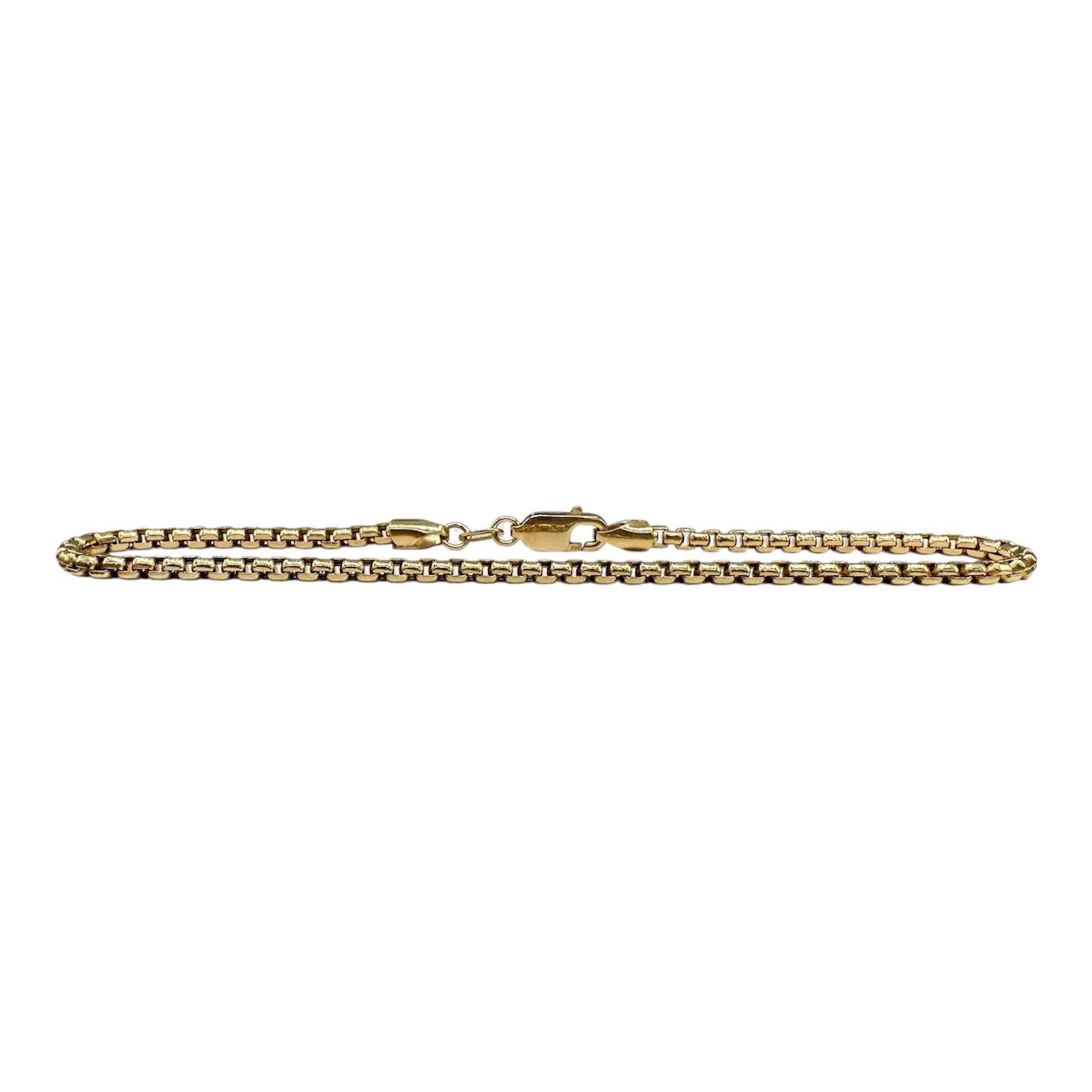 14kt Yellow Gold Rounded Box Chain Bracelet – 7.75in, 2.4mm, 2.93g, New