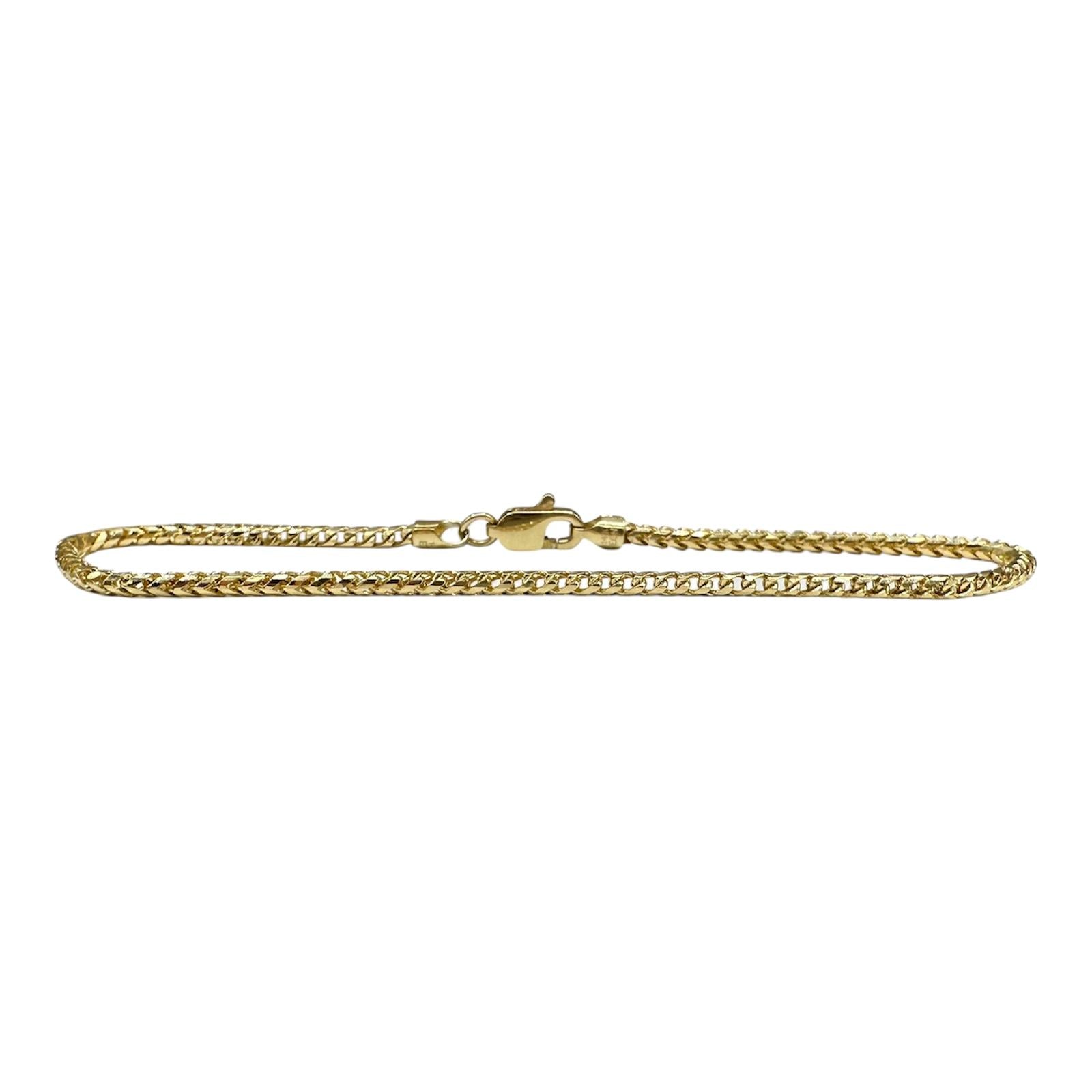 14kt Yellow Gold Franco Bracelet – 7.5in, 2.1mm, 4.7g, New