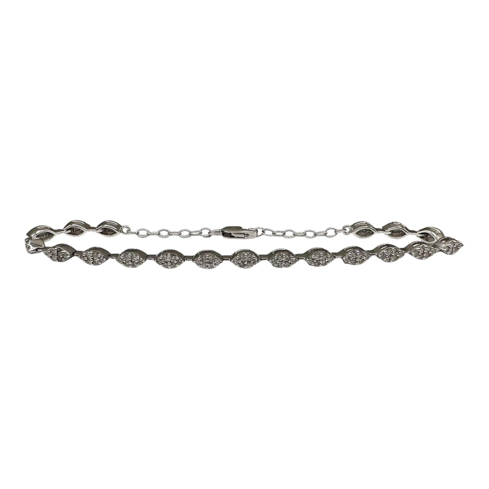 0.81ct Diamond Bracelet 14K White Gold Adjustable 5 to 7in