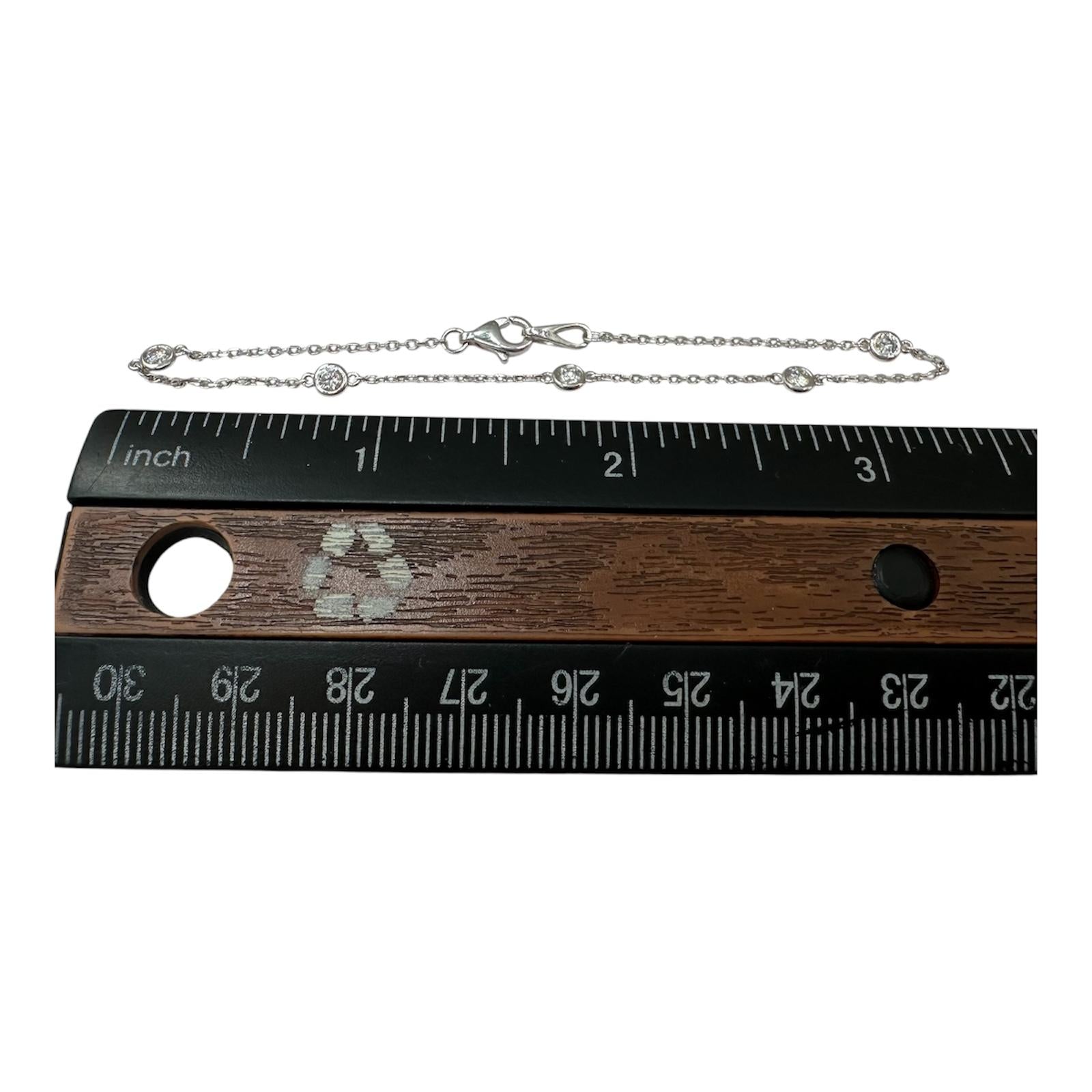 Diamond Station Bracelet in 14kt White Gold – 0.33ctw, 7in, New