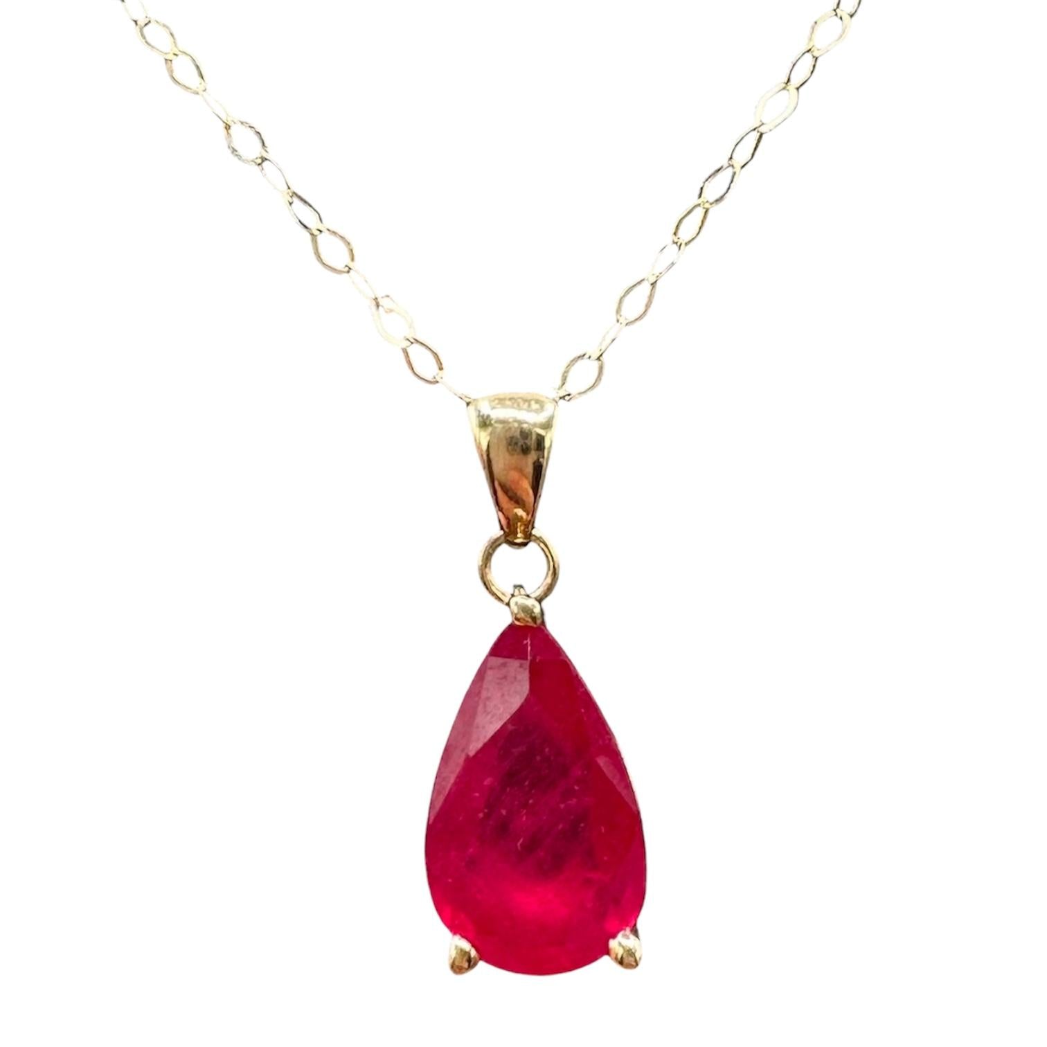 Ruby Necklace 14K Yellow Gold 1.97ct 18in New