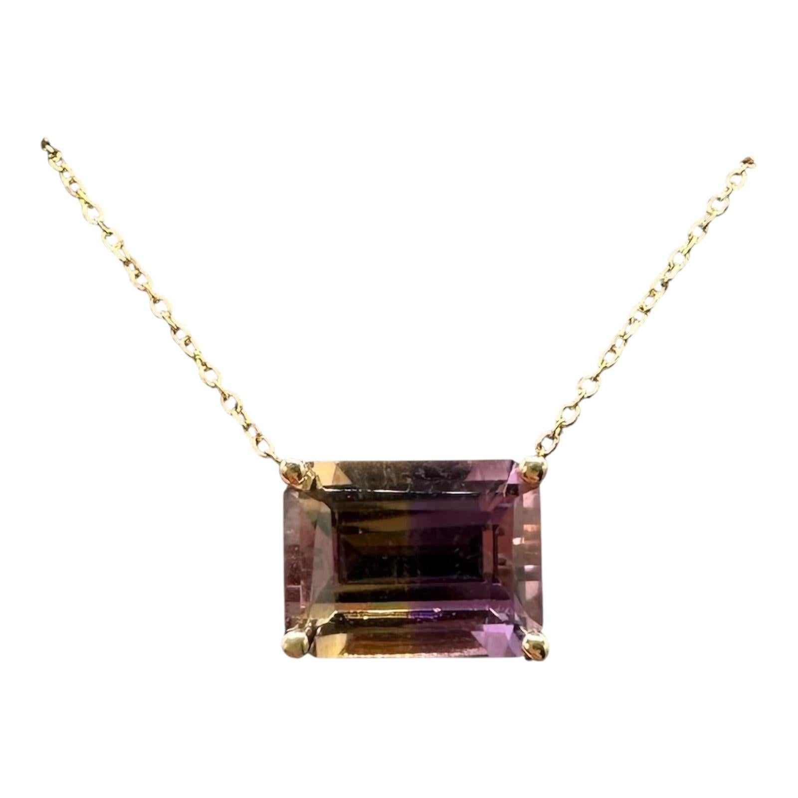 Ametrine Solitaire Necklace 14K Yellow Gold 2.43ct 18.25in New