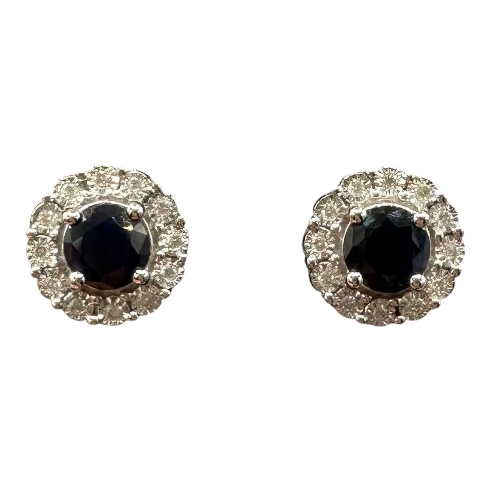 Effy Sapphire Diamond Earrings 14K White Gold 1.14ctw NWT