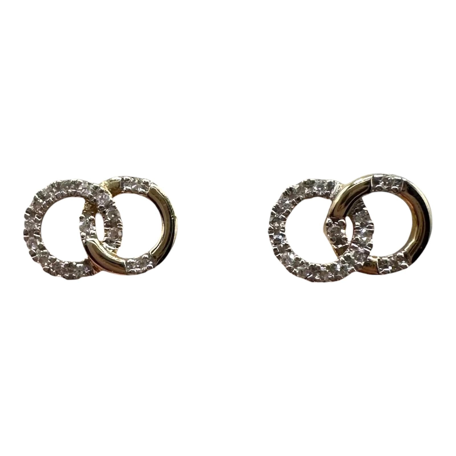 Diamond Circle Drop Earrings 14K Yellow Gold 0.08ctw New