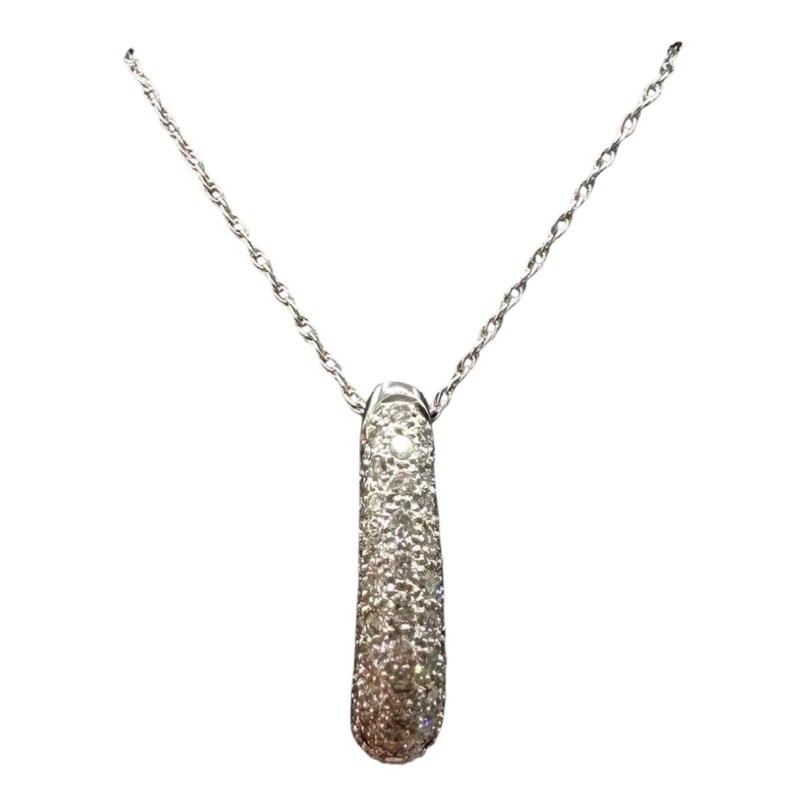 Diamond Horn Necklace 14K White Gold 0.56ctw GH SI 18in New